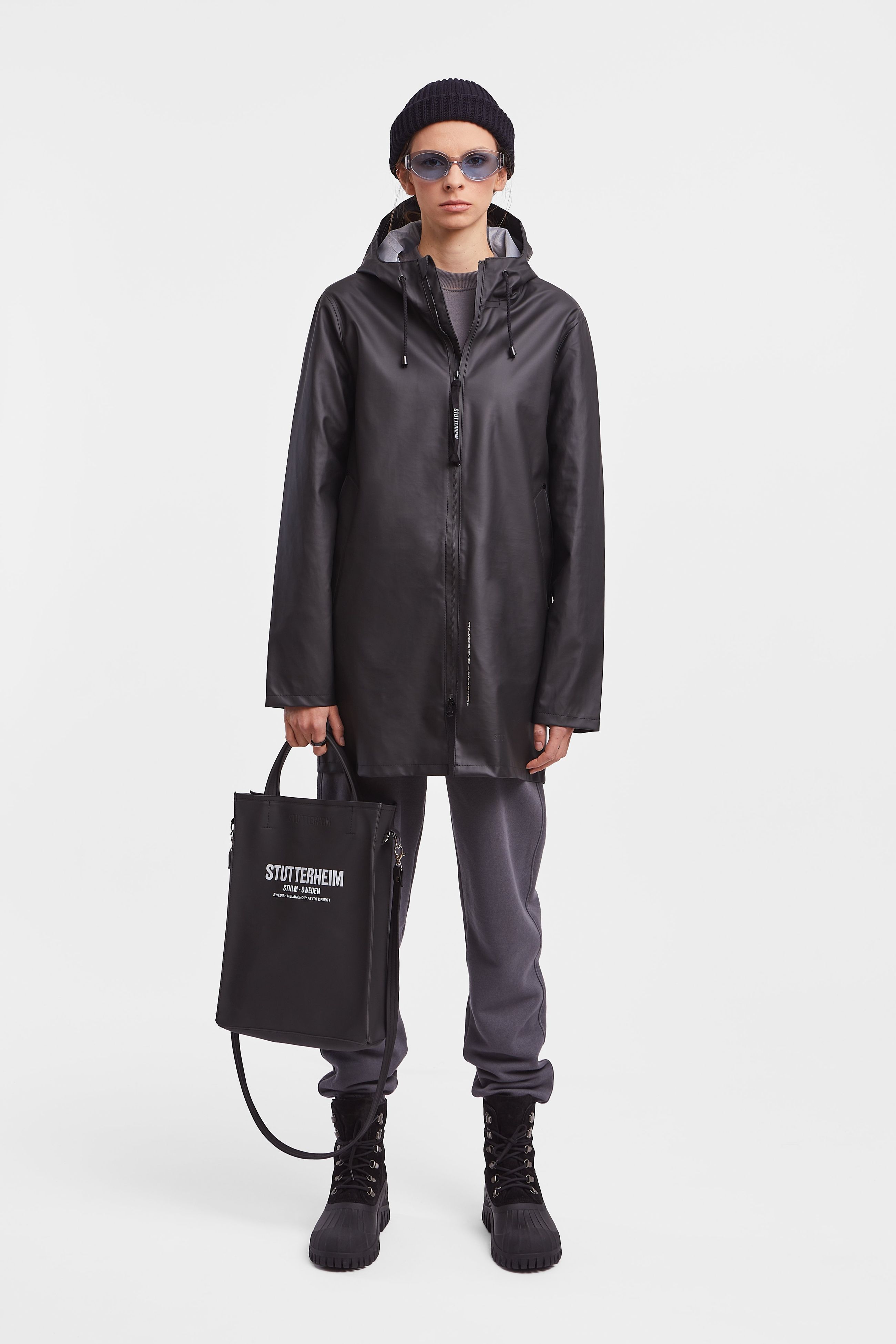 stutterheim stockholm lightweight zip raincoat black women jackets raincoats