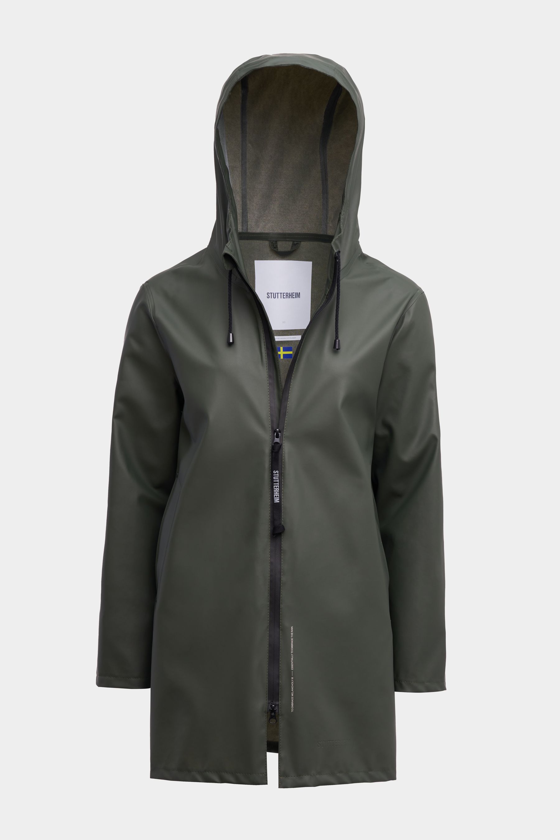 stutterheim stockholm lightweight zip raincoat green women jackets raincoats
