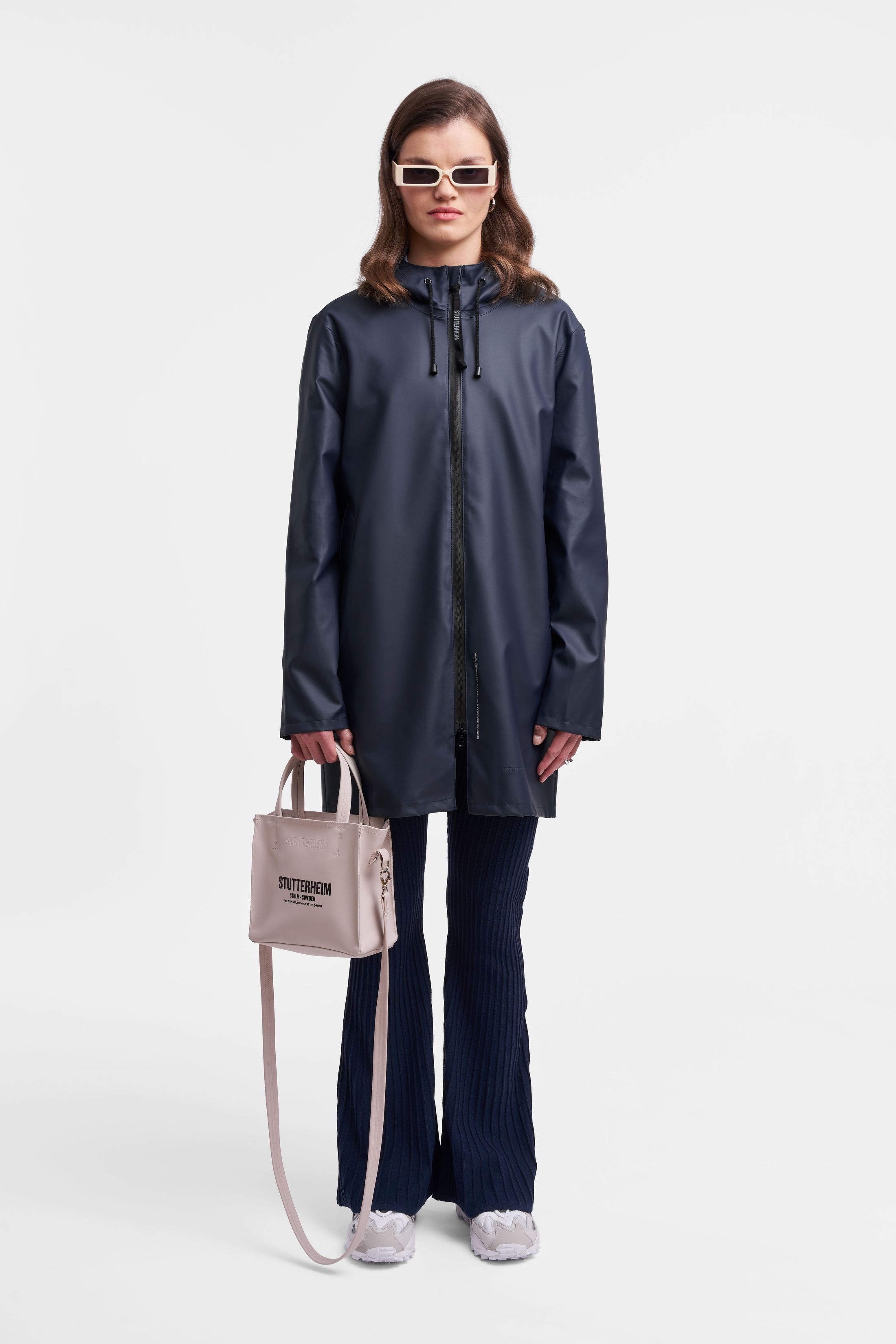 stutterheim stockholm lightweight zip raincoat navy women jackets raincoats