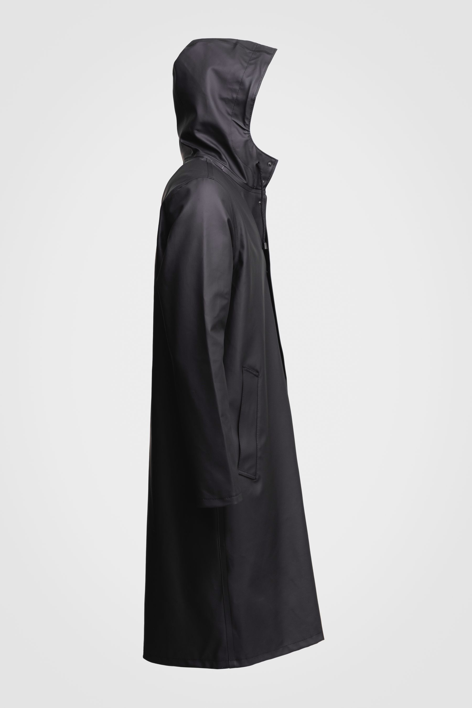 Black mens raincoat full length deals