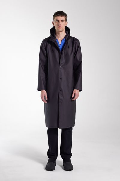 Stutterheim Stockholm ロングプリントのレインコート Stockholm Long Print Opal Raincoat Black | STUTTERHEIM CA