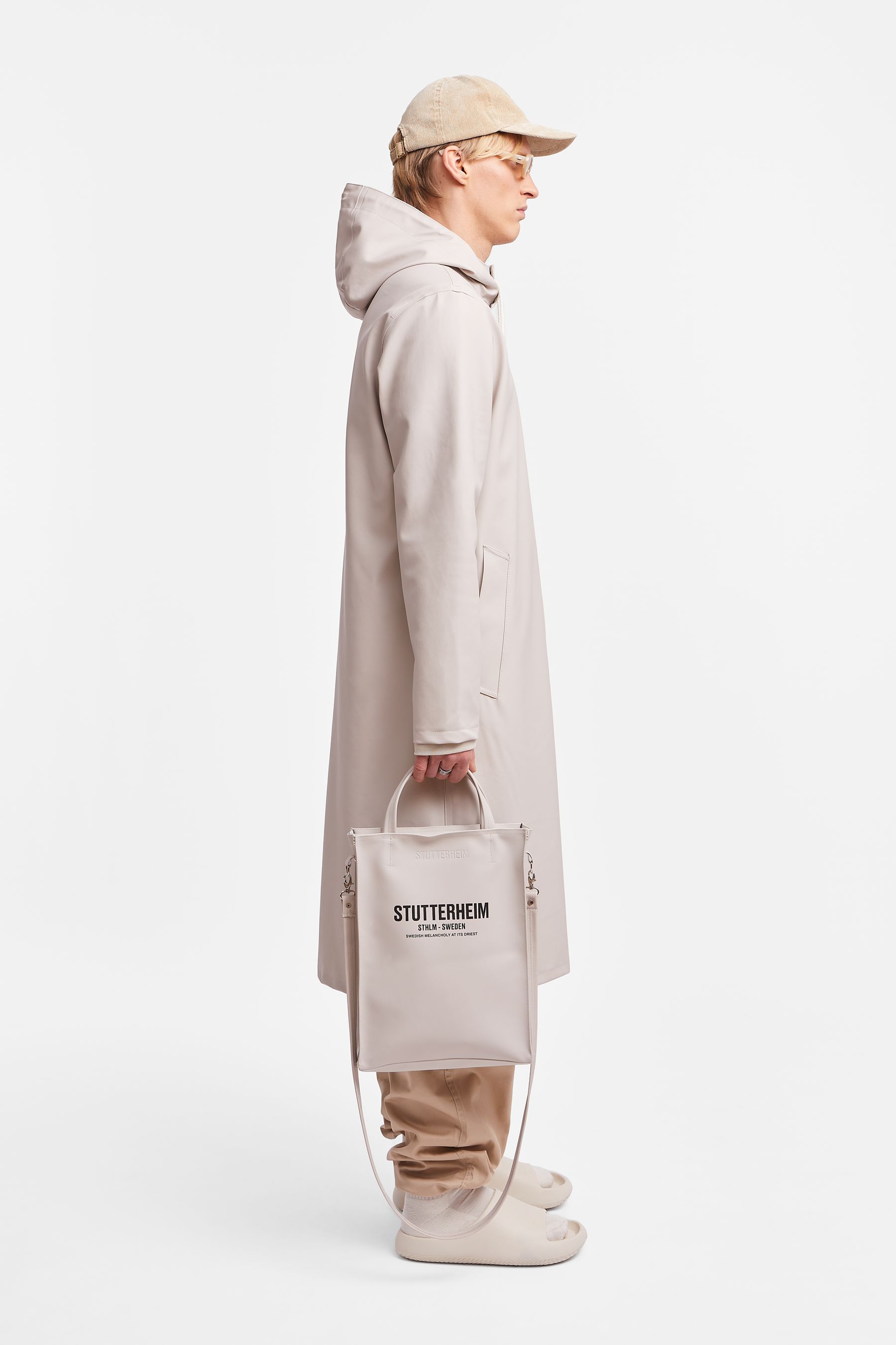 stutterheim stockholm long raincoat light sand men jackets raincoats