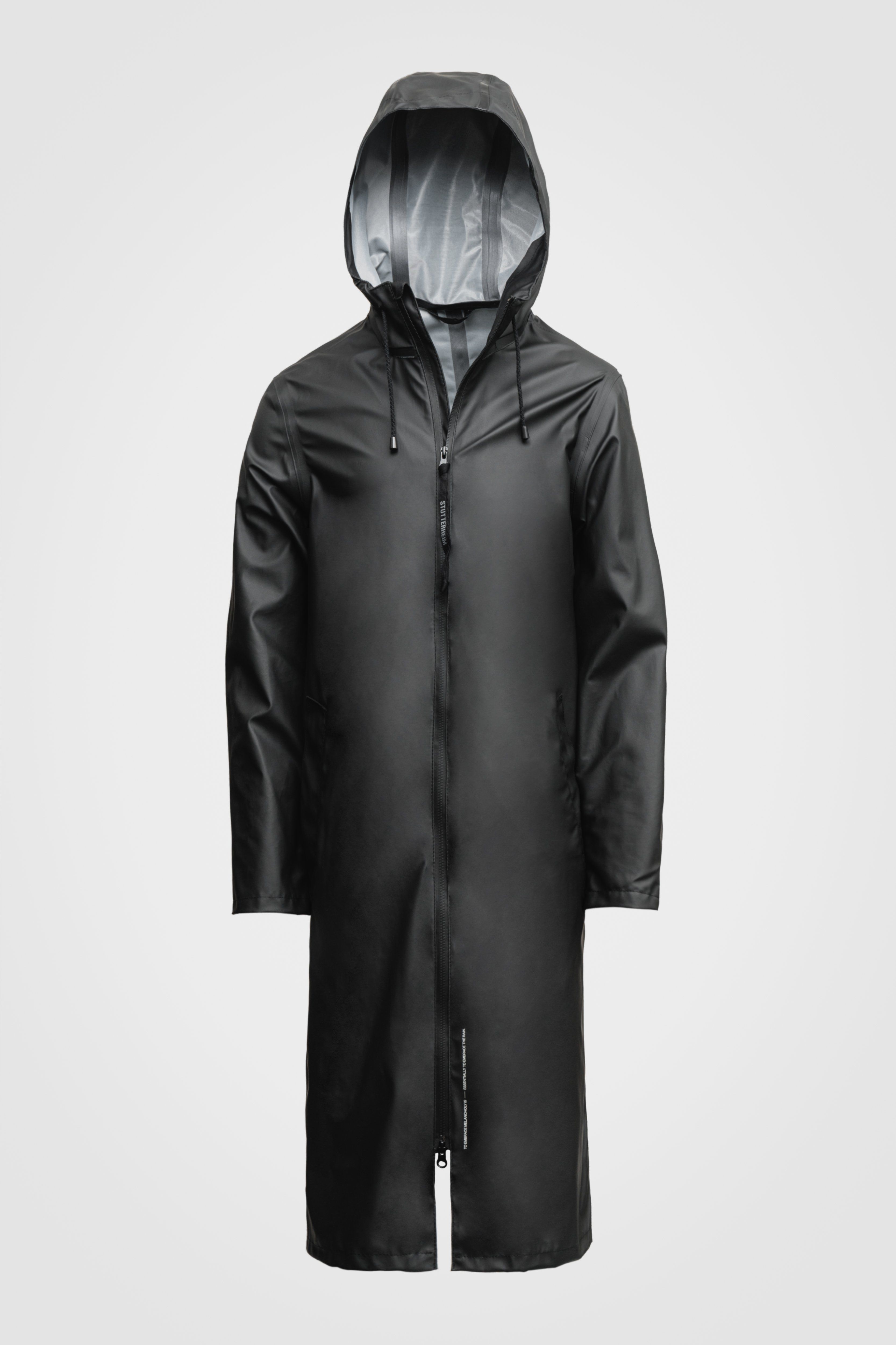 Black long raincoat womens deals