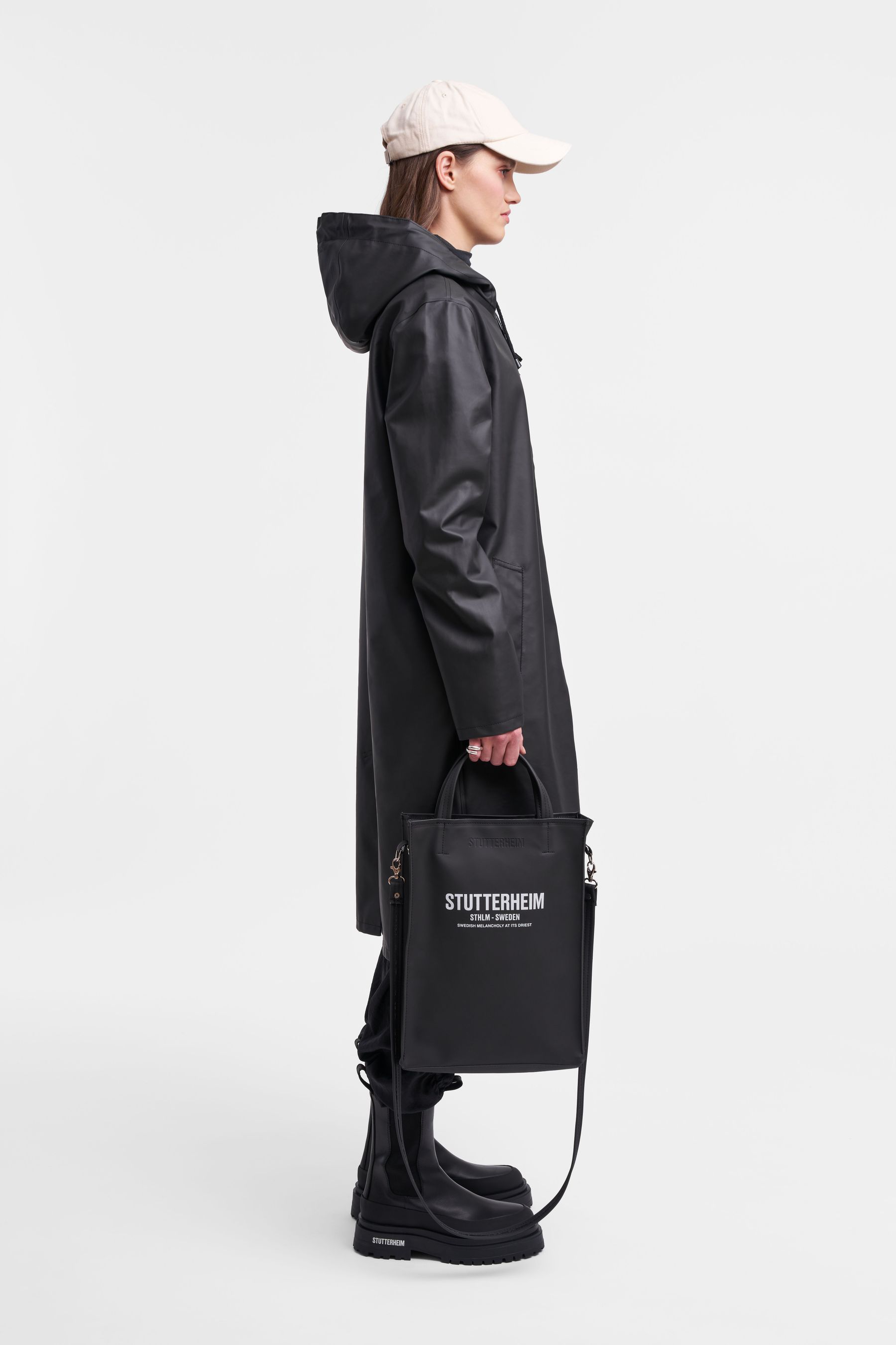 stutterheim stockholm long lightweight zip raincoat black men jackets raincoats