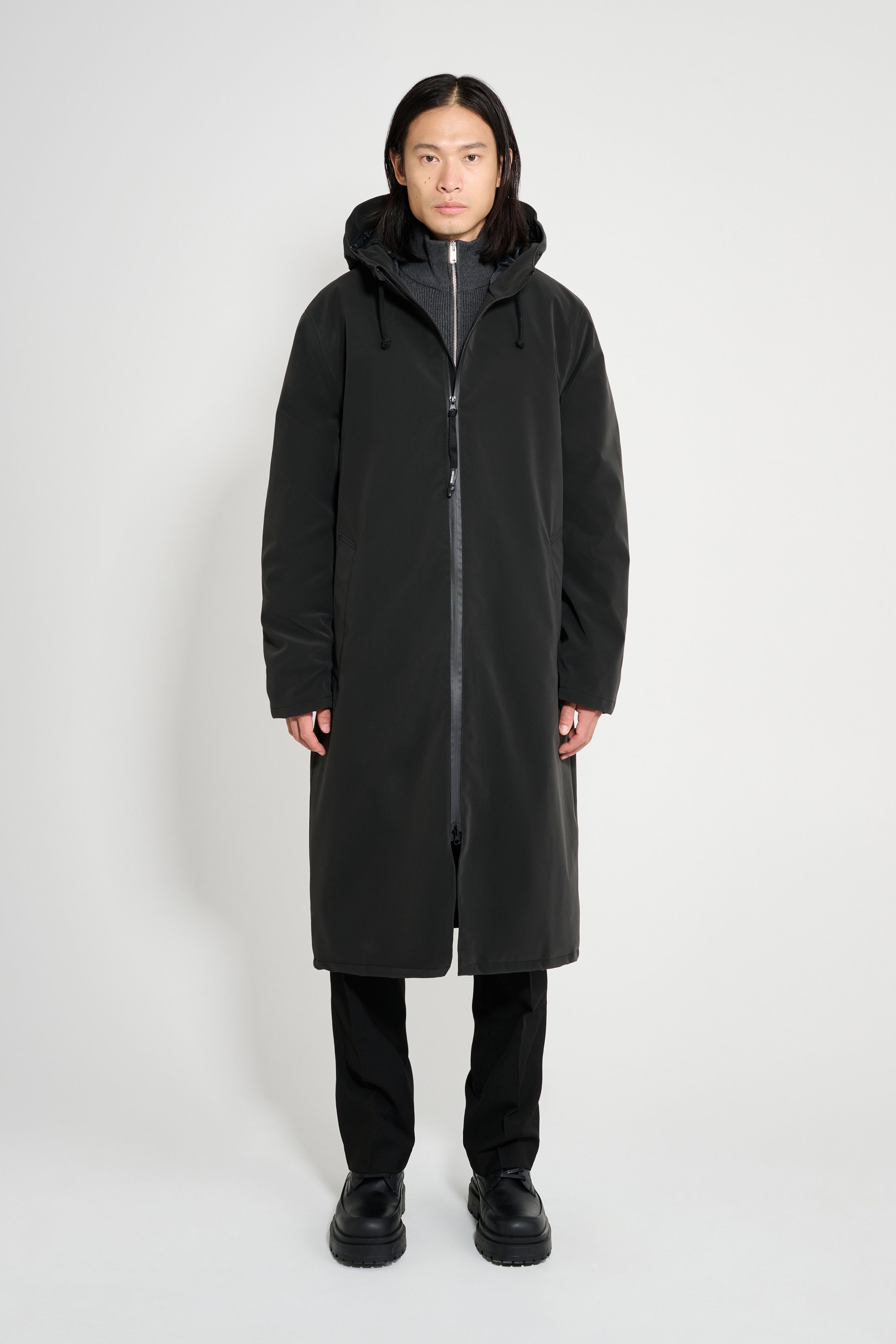 stutterheim stockholm long matte winter coat black men jackets winter-coats