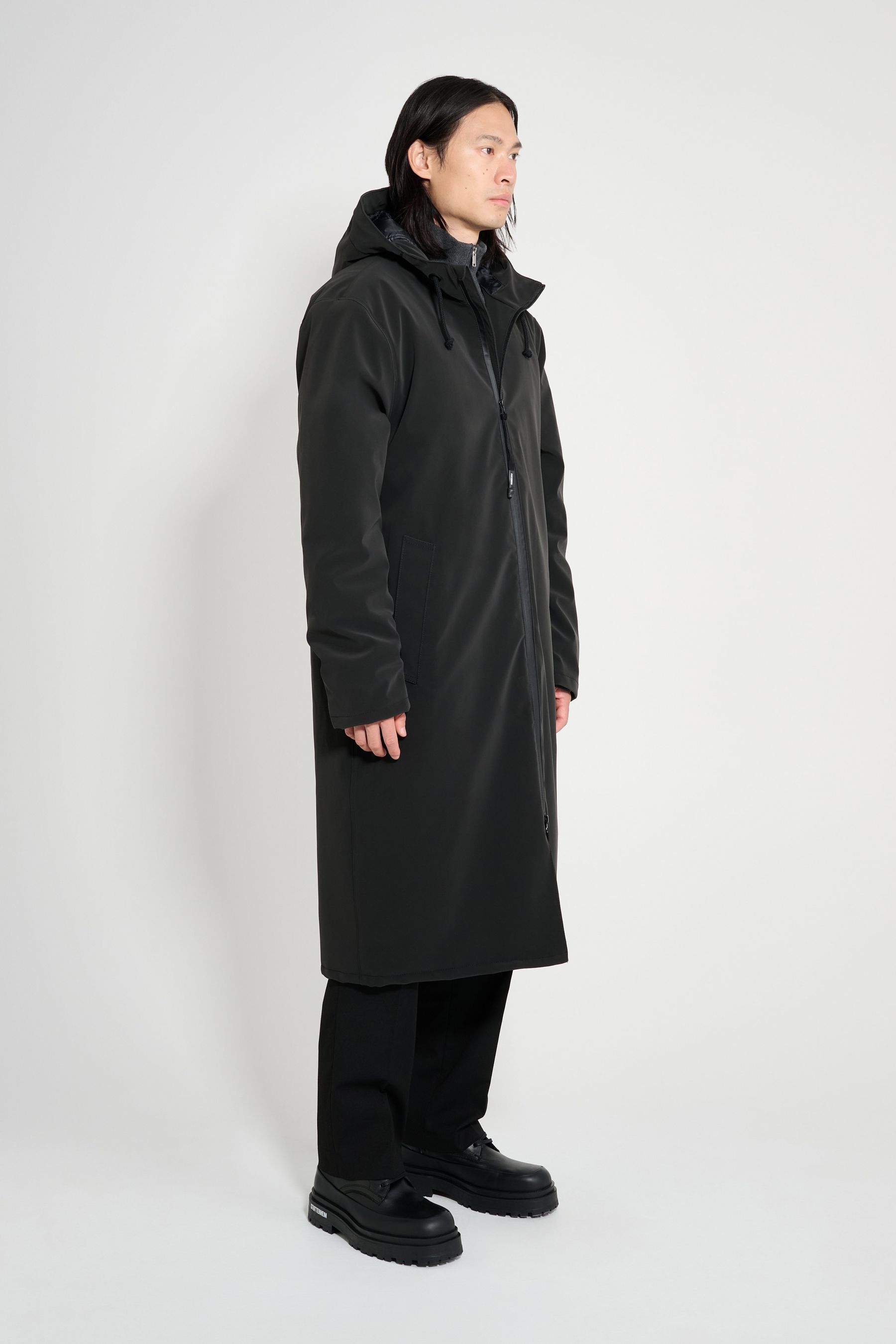 stutterheim stockholm long matte winter coat black men jackets winter-coats