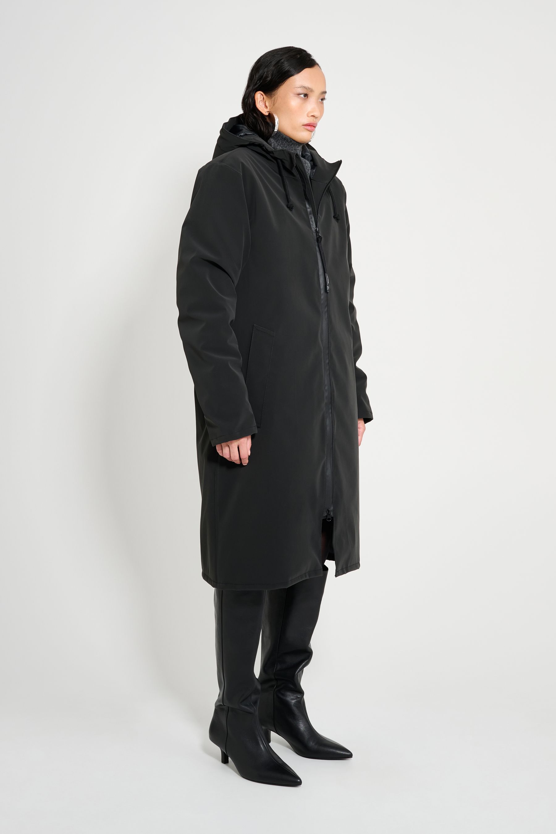 stutterheim stockholm long matte winter coat black women jackets winter-coats