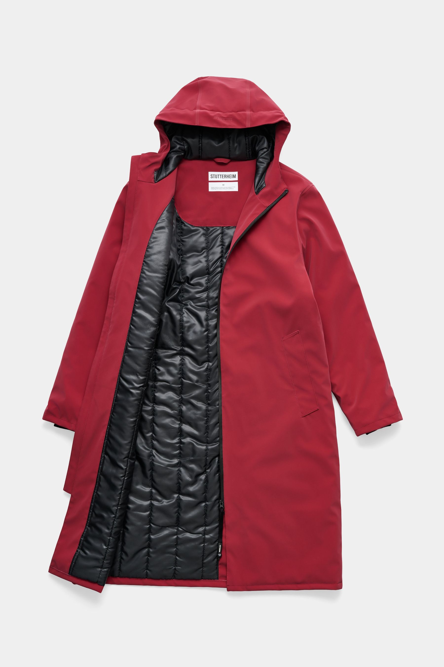 stutterheim stockholm long winter coat burgundy women jackets winter-coats