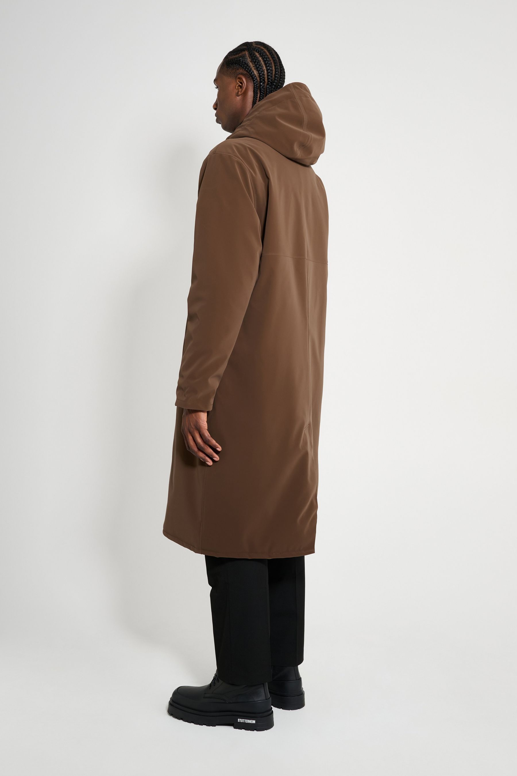 stutterheim stockholm long matte winter coat dark brown men jackets winter-coats