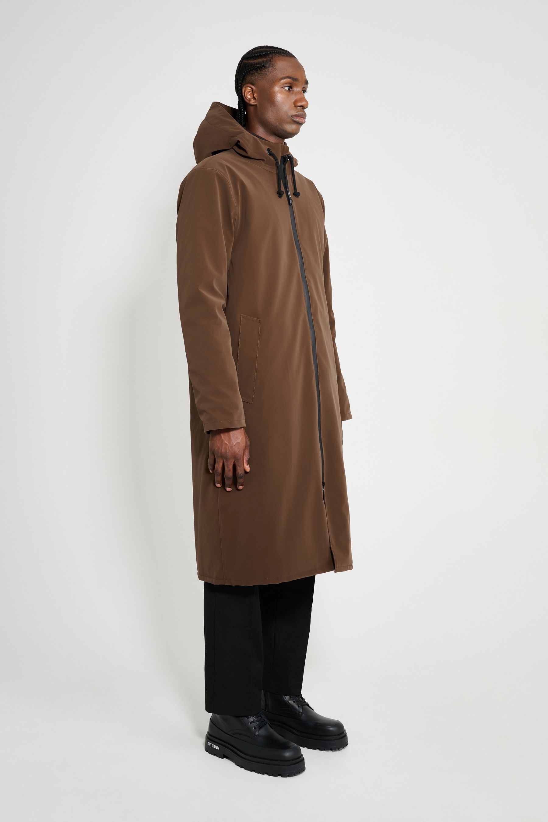 stutterheim stockholm long matte winter coat dark brown men jackets winter-coats