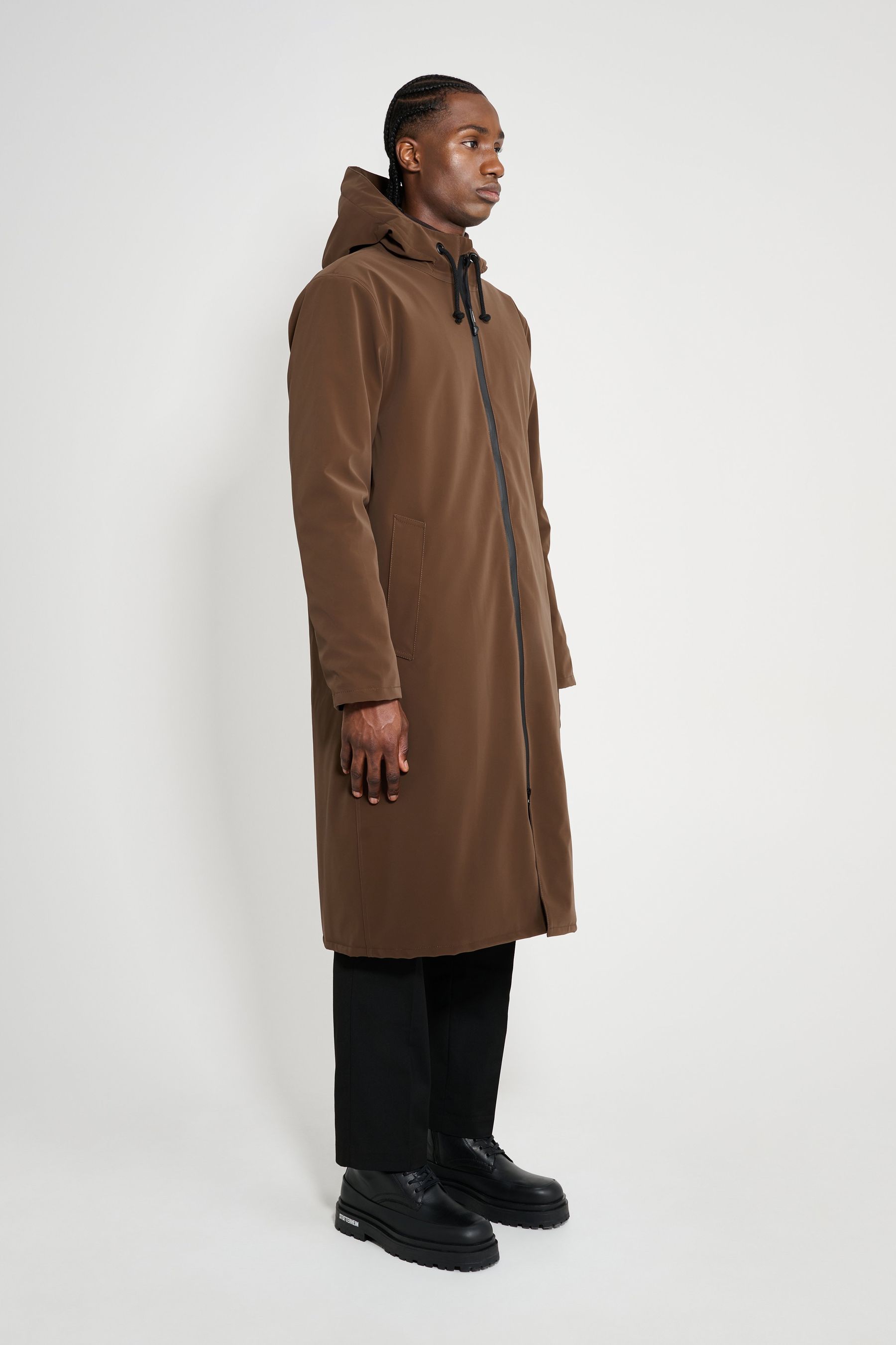 stutterheim stockholm long matte winter coat dark brown men jackets winter-coats