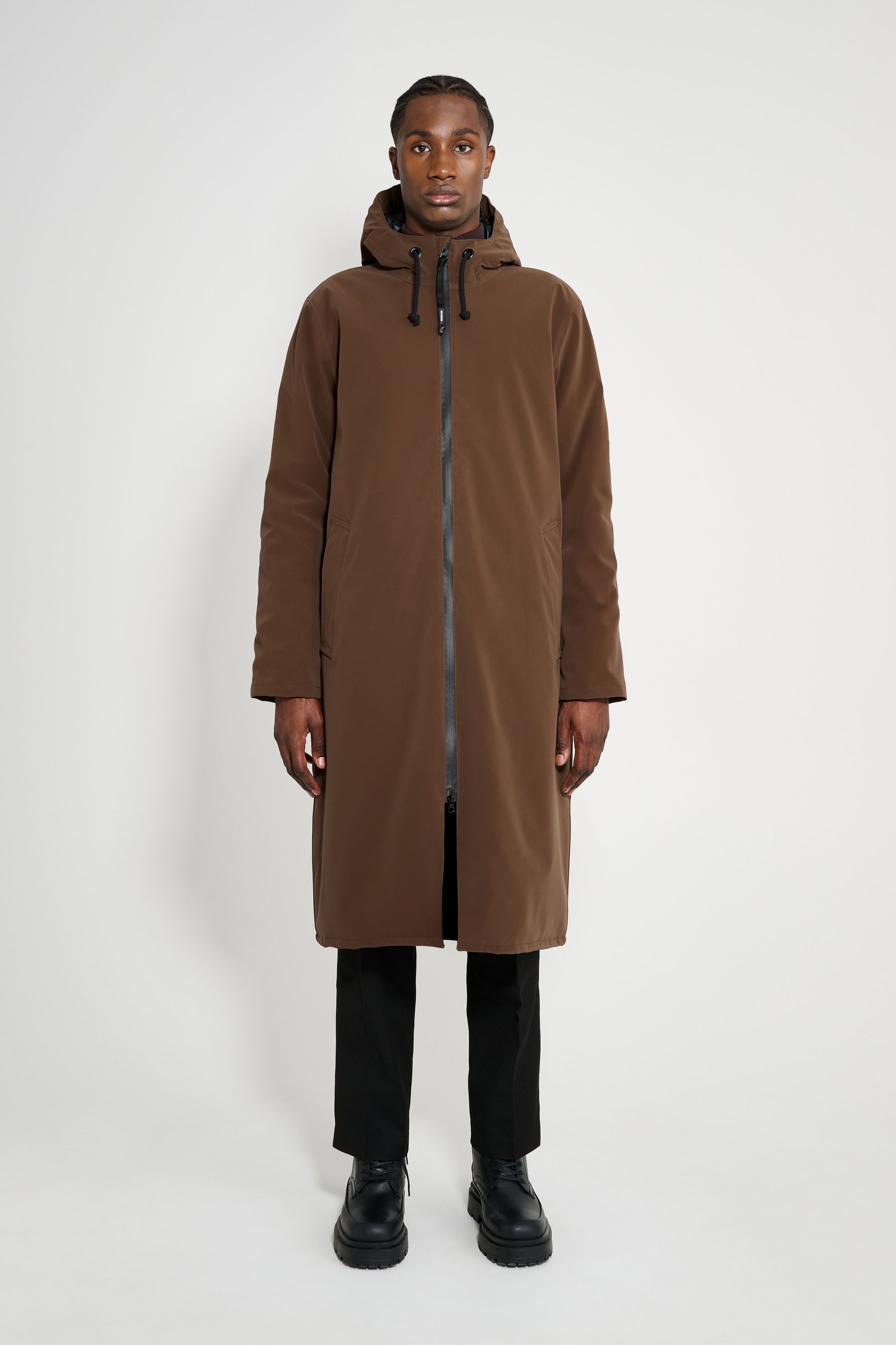 stutterheim stockholm long matte winter coat dark brown men jackets winter-coats