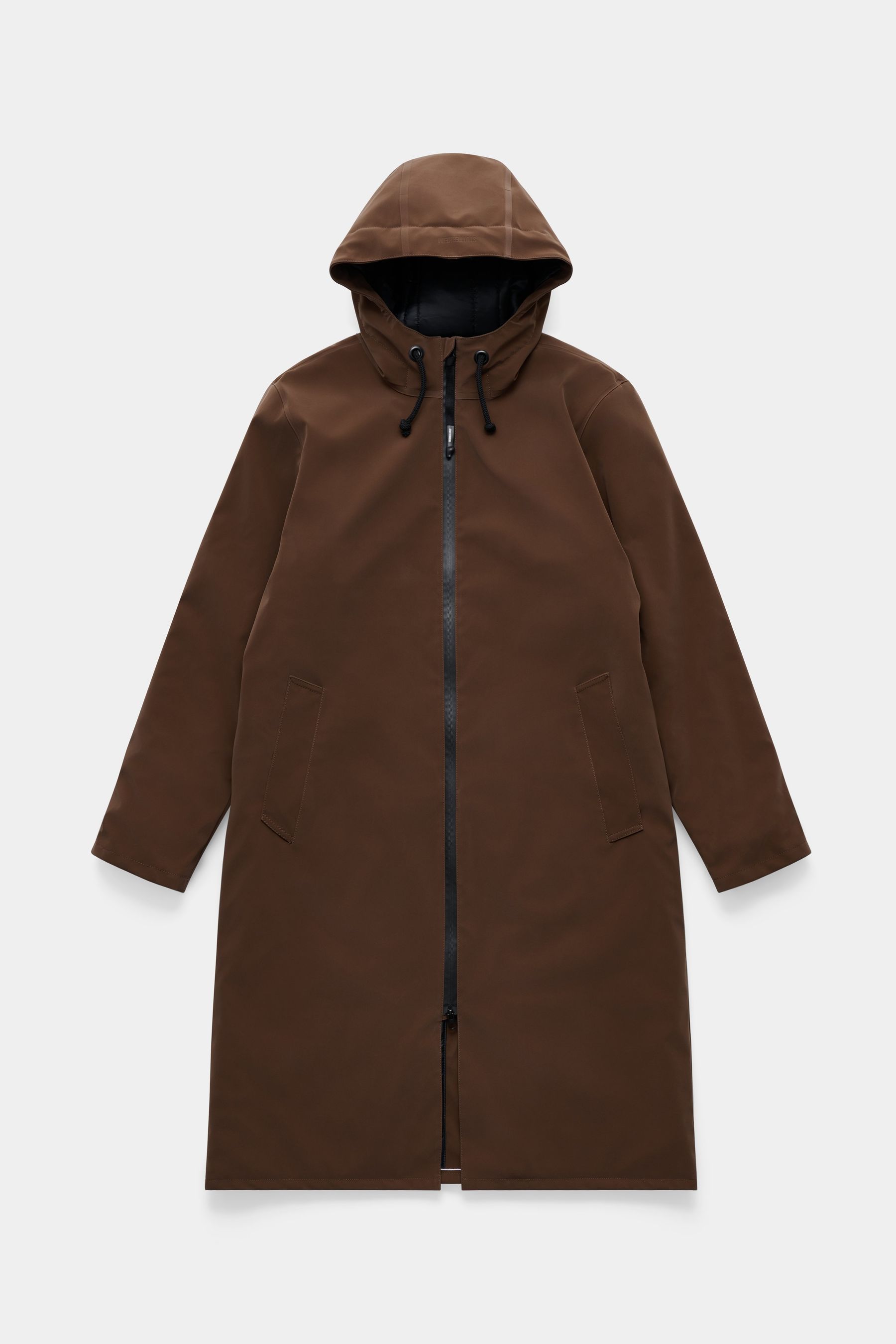 stutterheim stockholm long matte winter coat dark brown women jackets winter-coats