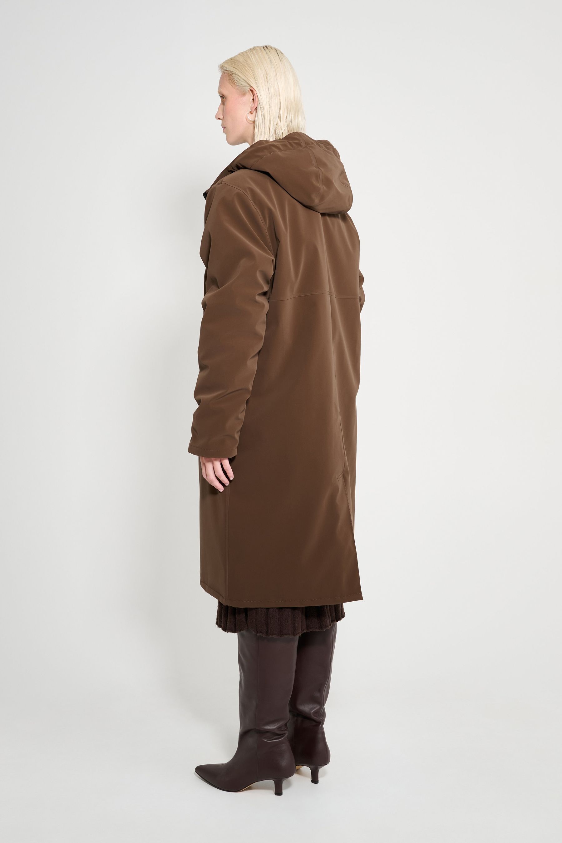 stutterheim stockholm long matte winter coat dark brown women jackets winter-coats