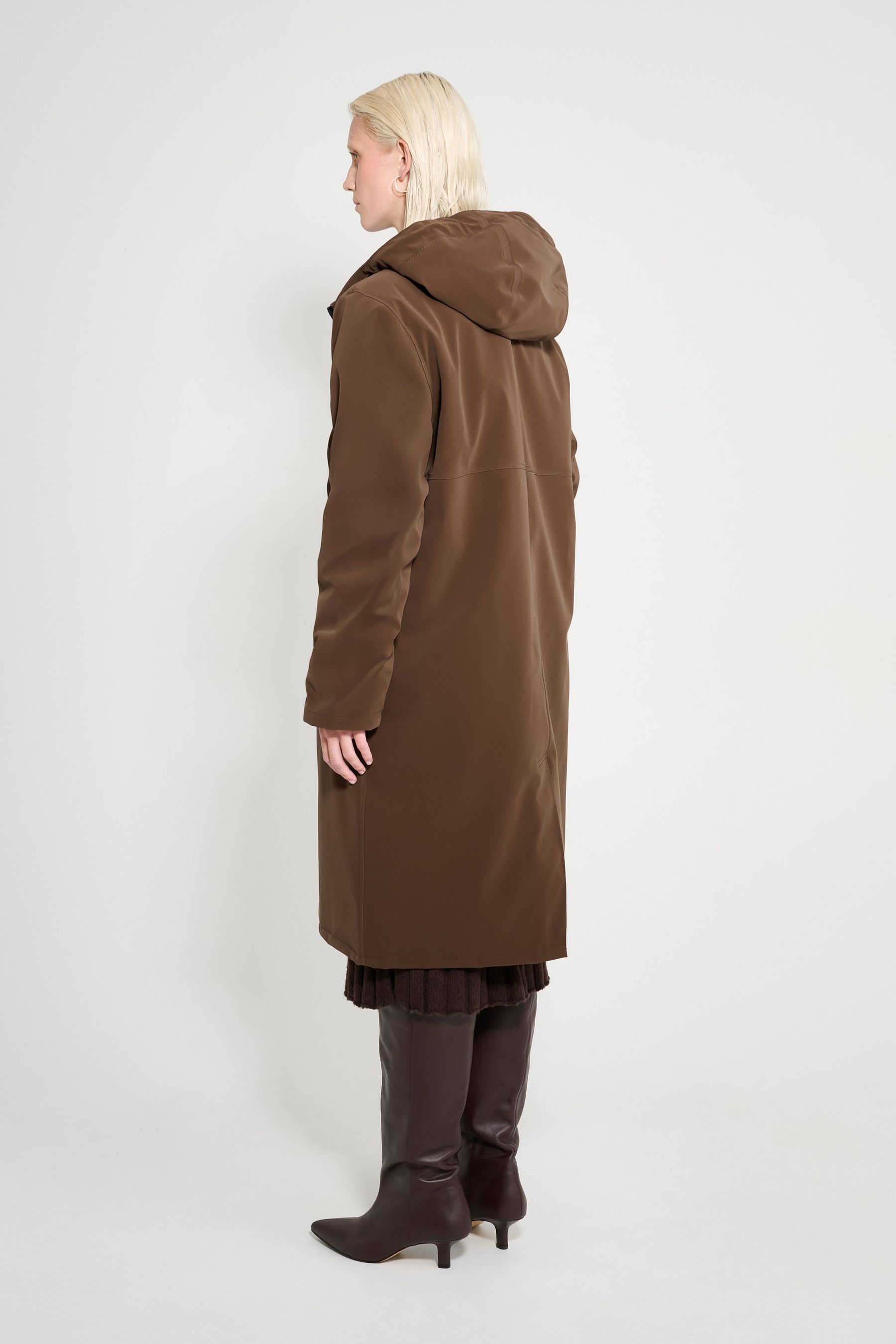 stutterheim stockholm long matte winter coat dark brown women jackets winter-coats