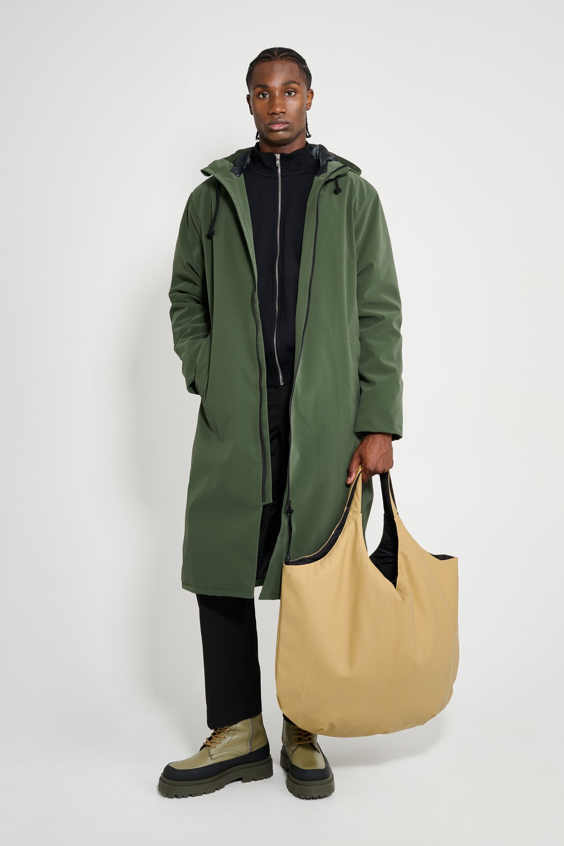 stutterheim stockholm long matte winter coat green men jackets winter-coats