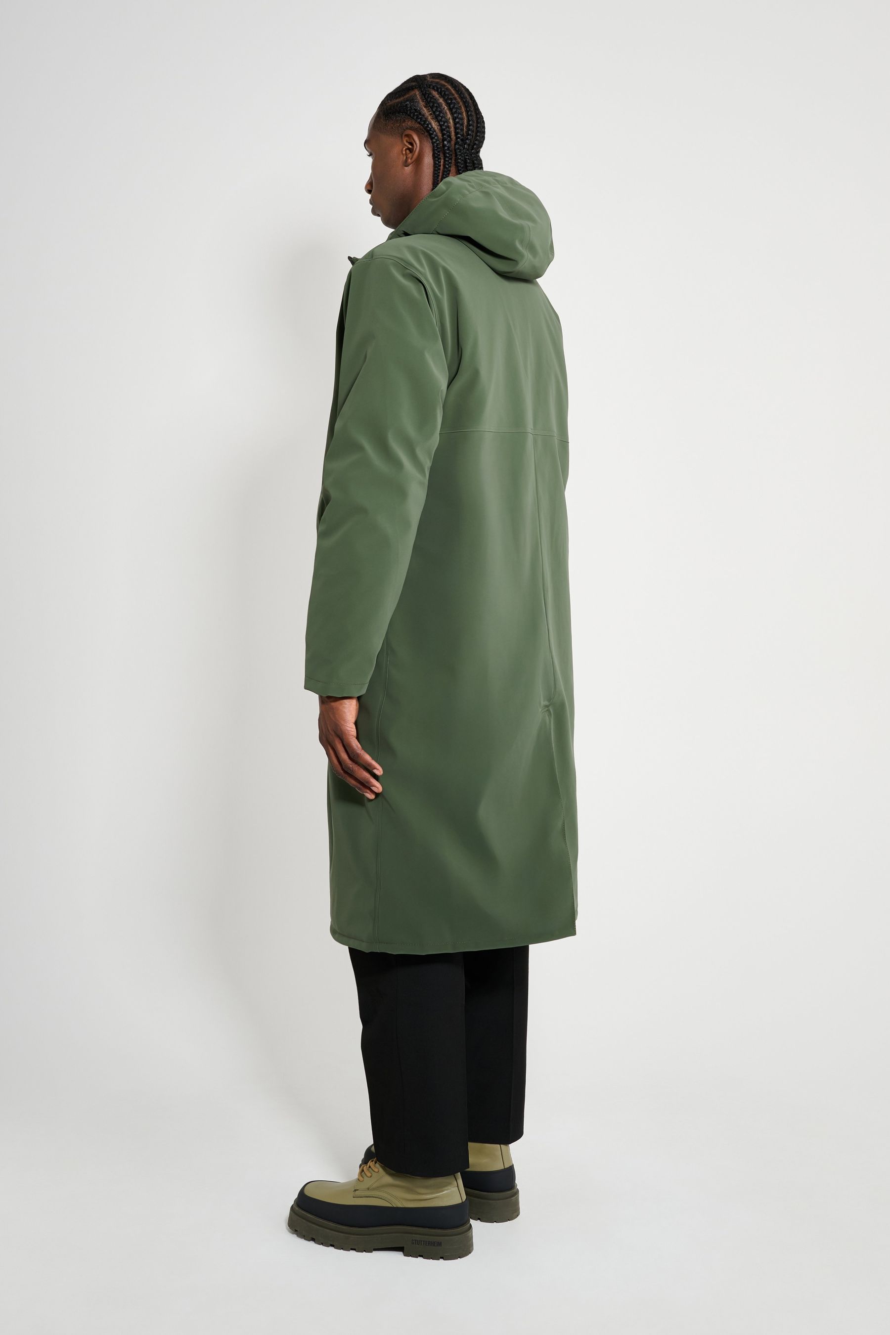 stutterheim stockholm long matte winter coat green men jackets winter-coats