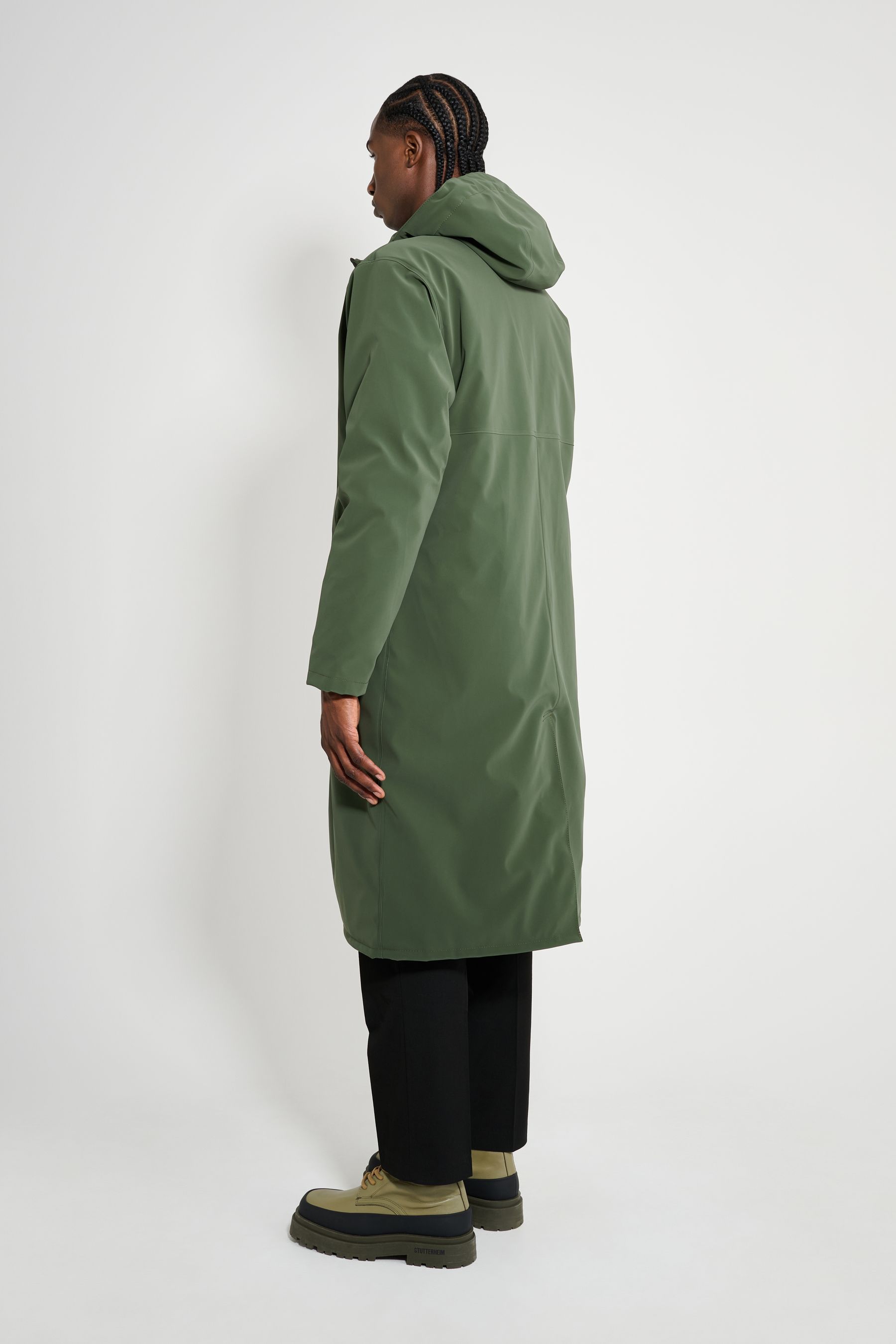 stutterheim stockholm long matte winter coat green men jackets winter-coats