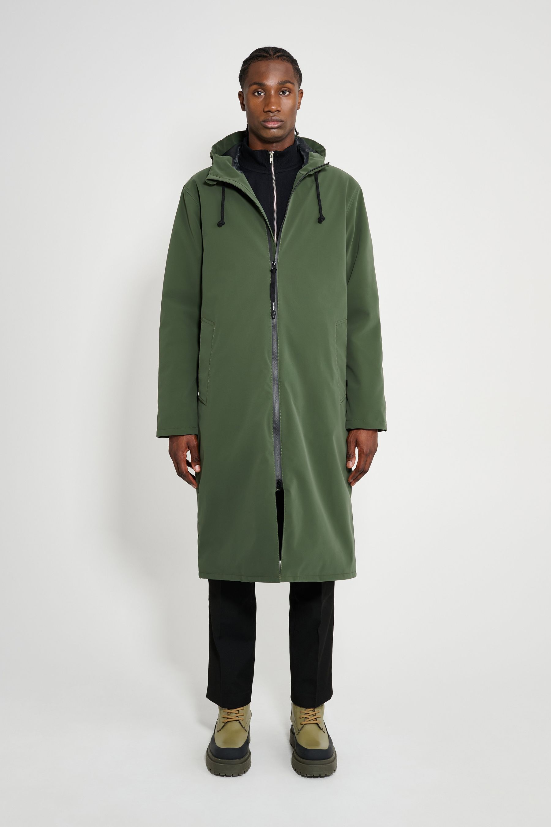 stutterheim stockholm long matte winter coat green men jackets winter-coats