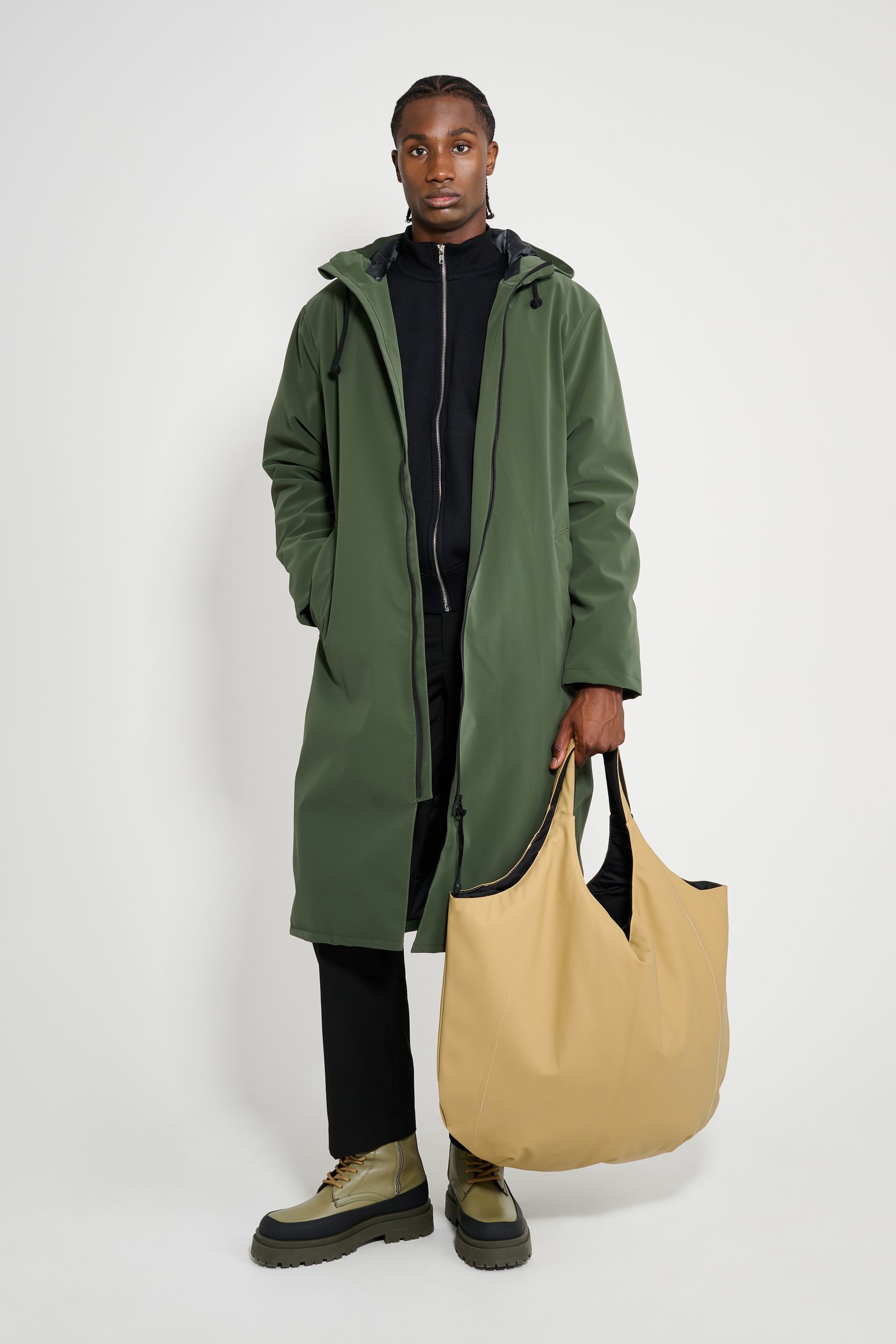 stutterheim stockholm long matte winter coat green men jackets winter-coats