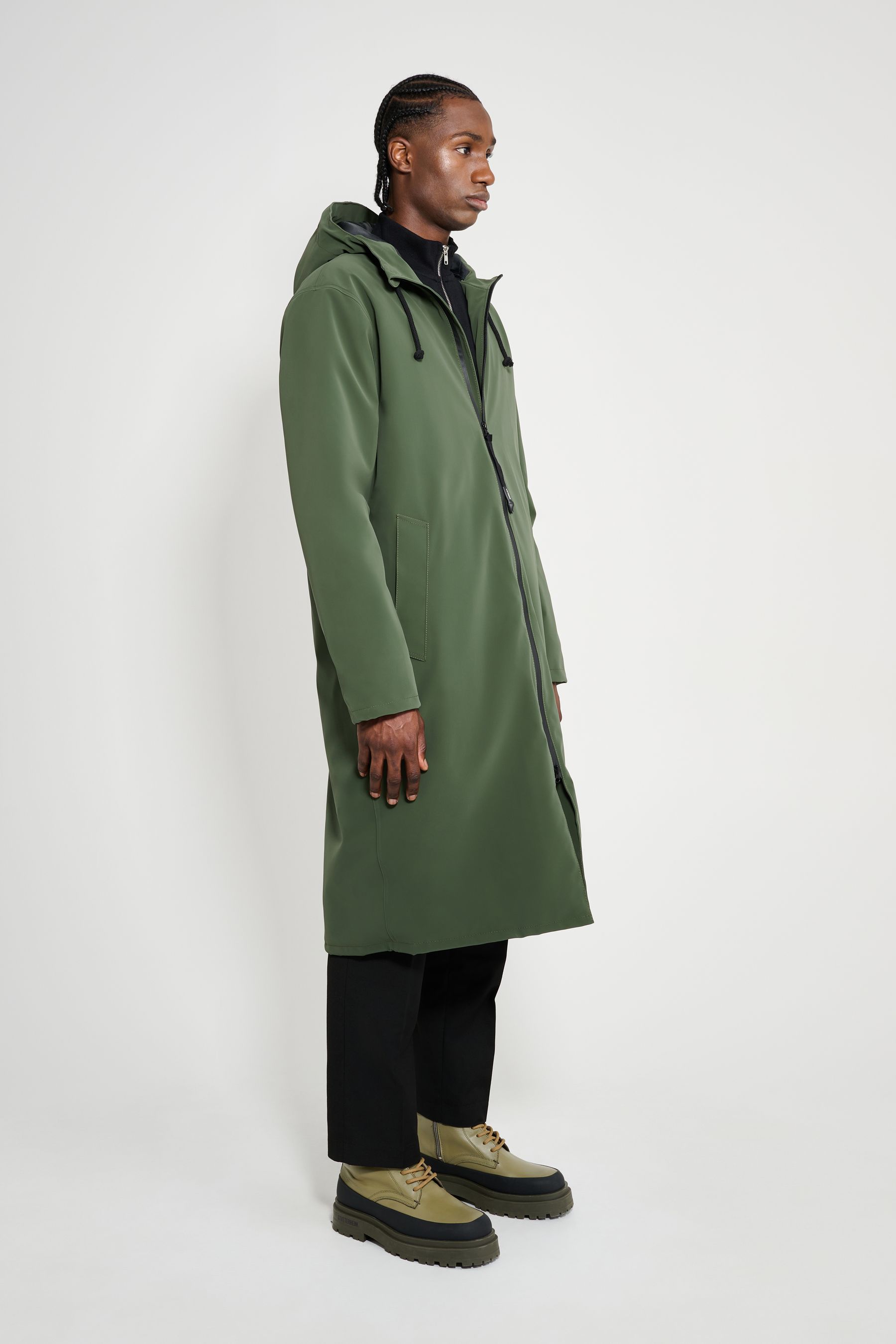 stutterheim stockholm long matte winter coat green men jackets winter-coats