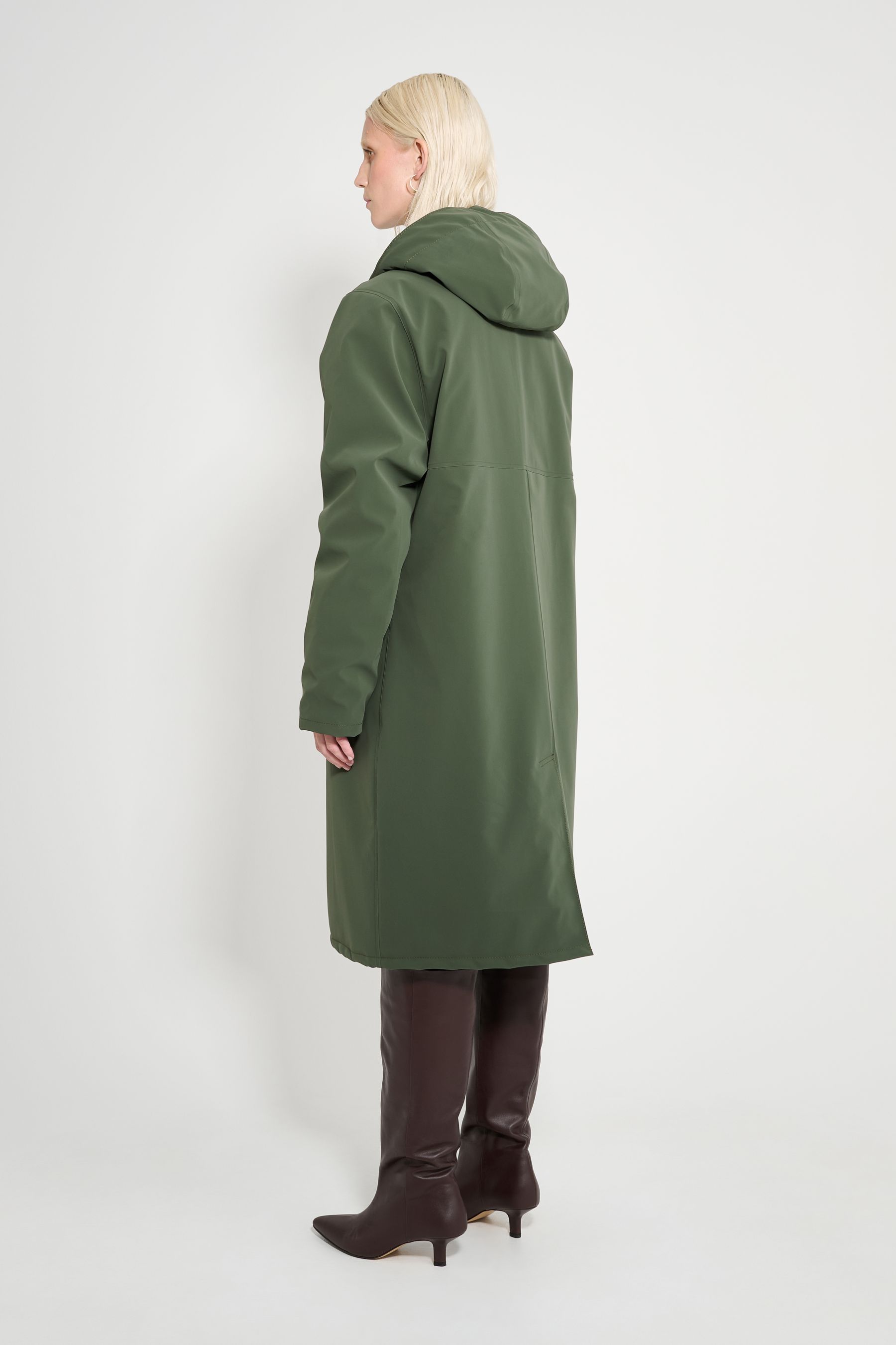 stutterheim stockholm long matte winter coat green women jackets winter-coats