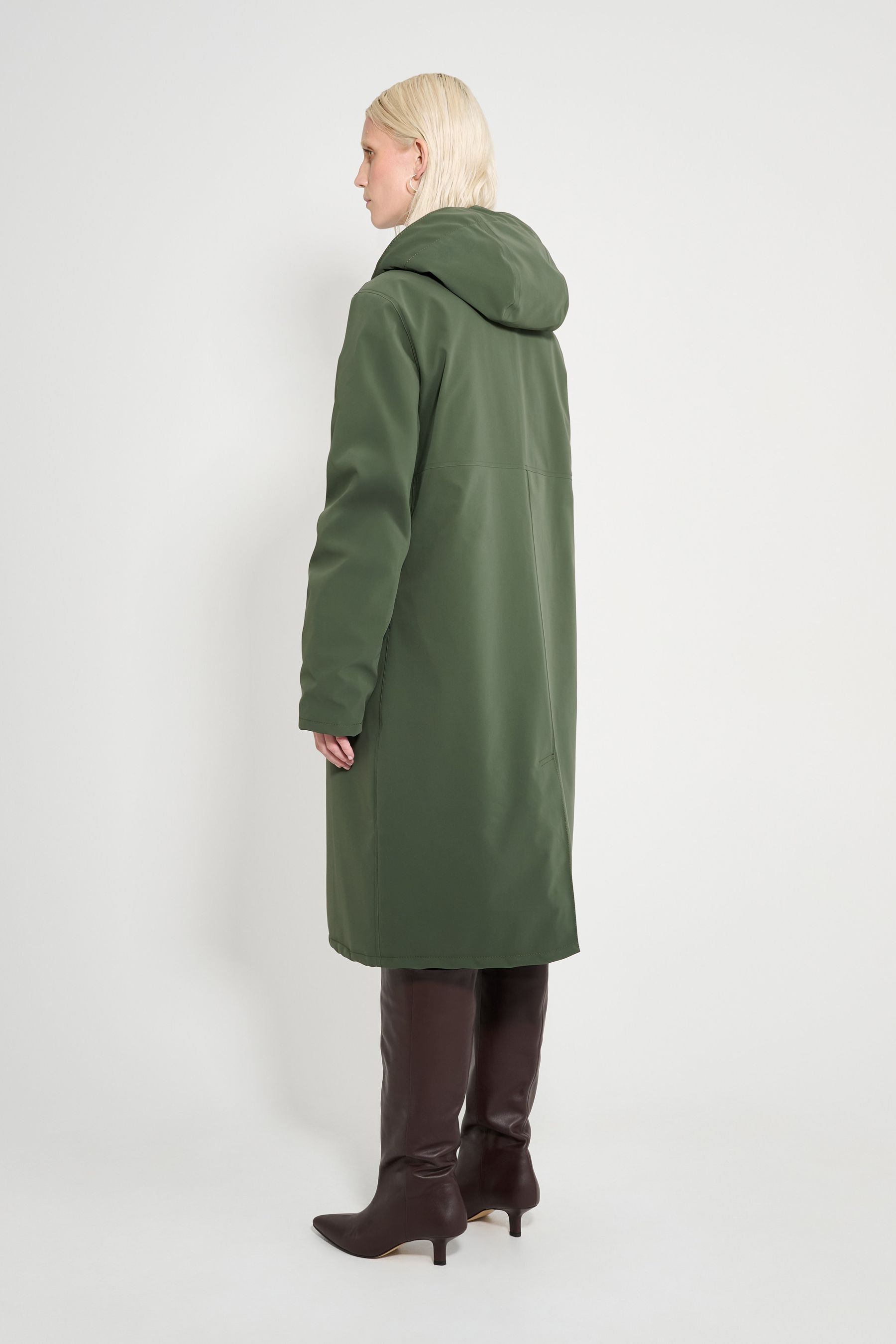stutterheim stockholm long matte winter coat green women jackets winter-coats