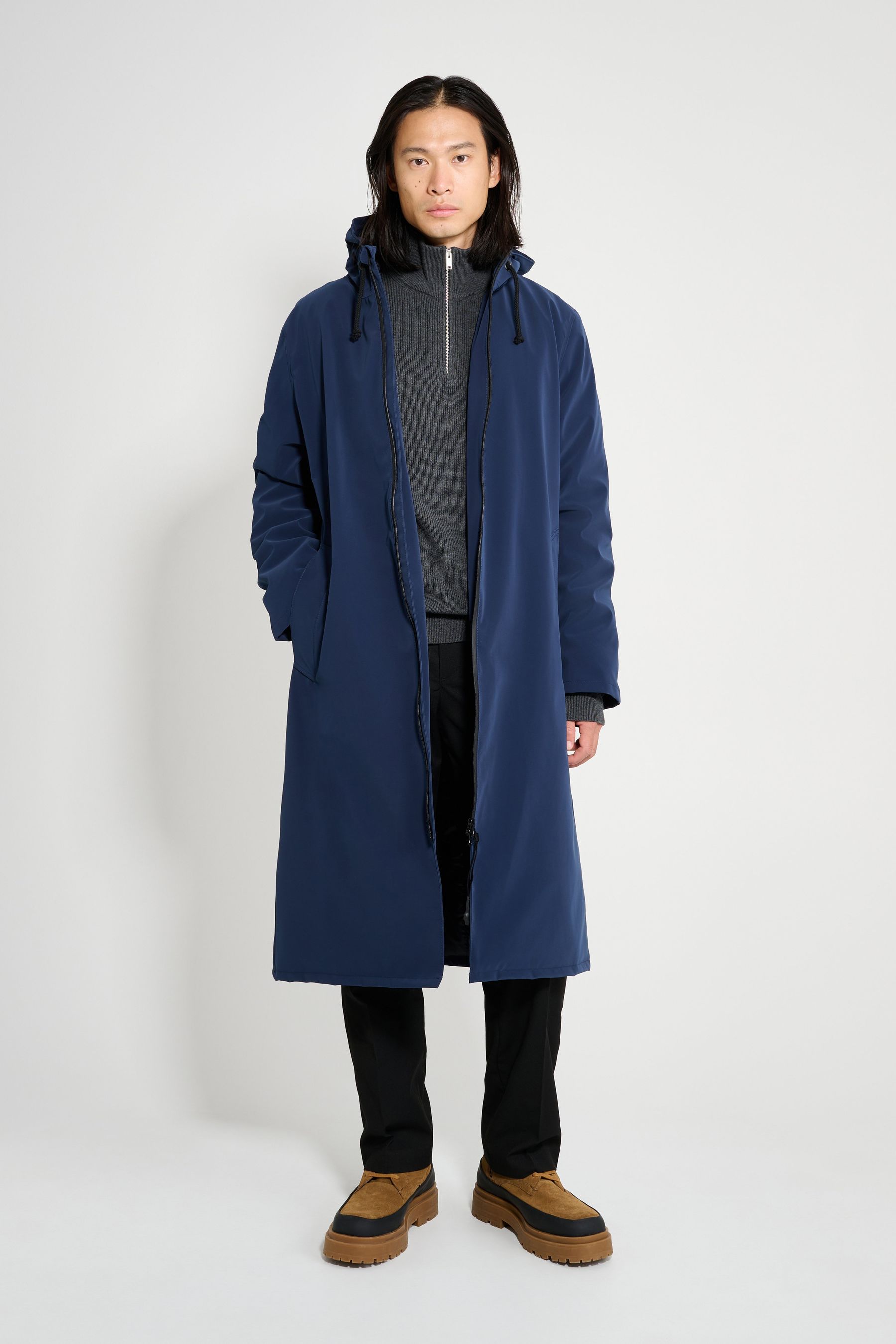stutterheim stockholm long matte winter coat navy men jackets winter-coats