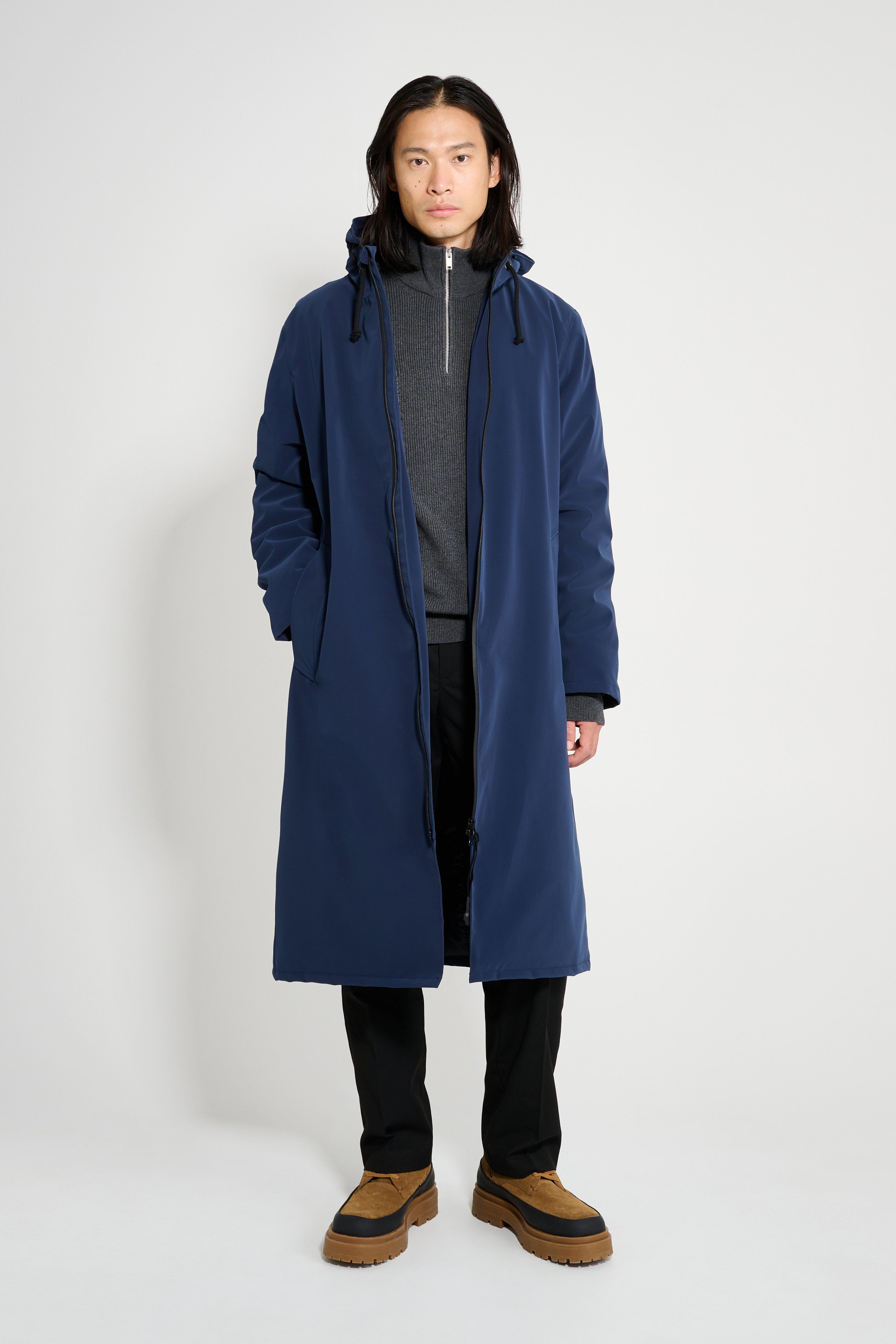 Stockholm Long Matte Winter Coat Navy | STUTTERHEIM US