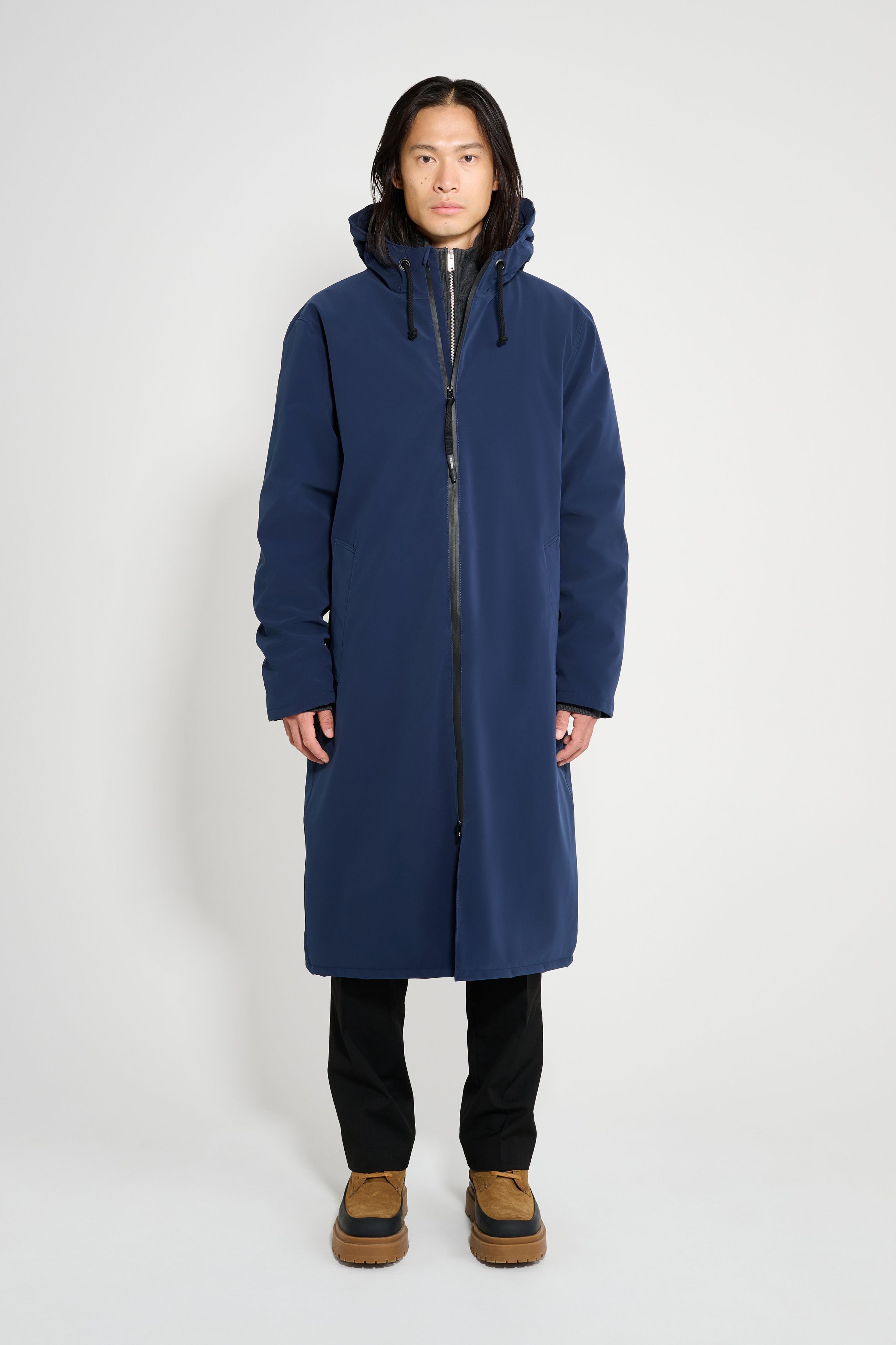 stutterheim stockholm long matte winter coat navy men jackets winter-coats