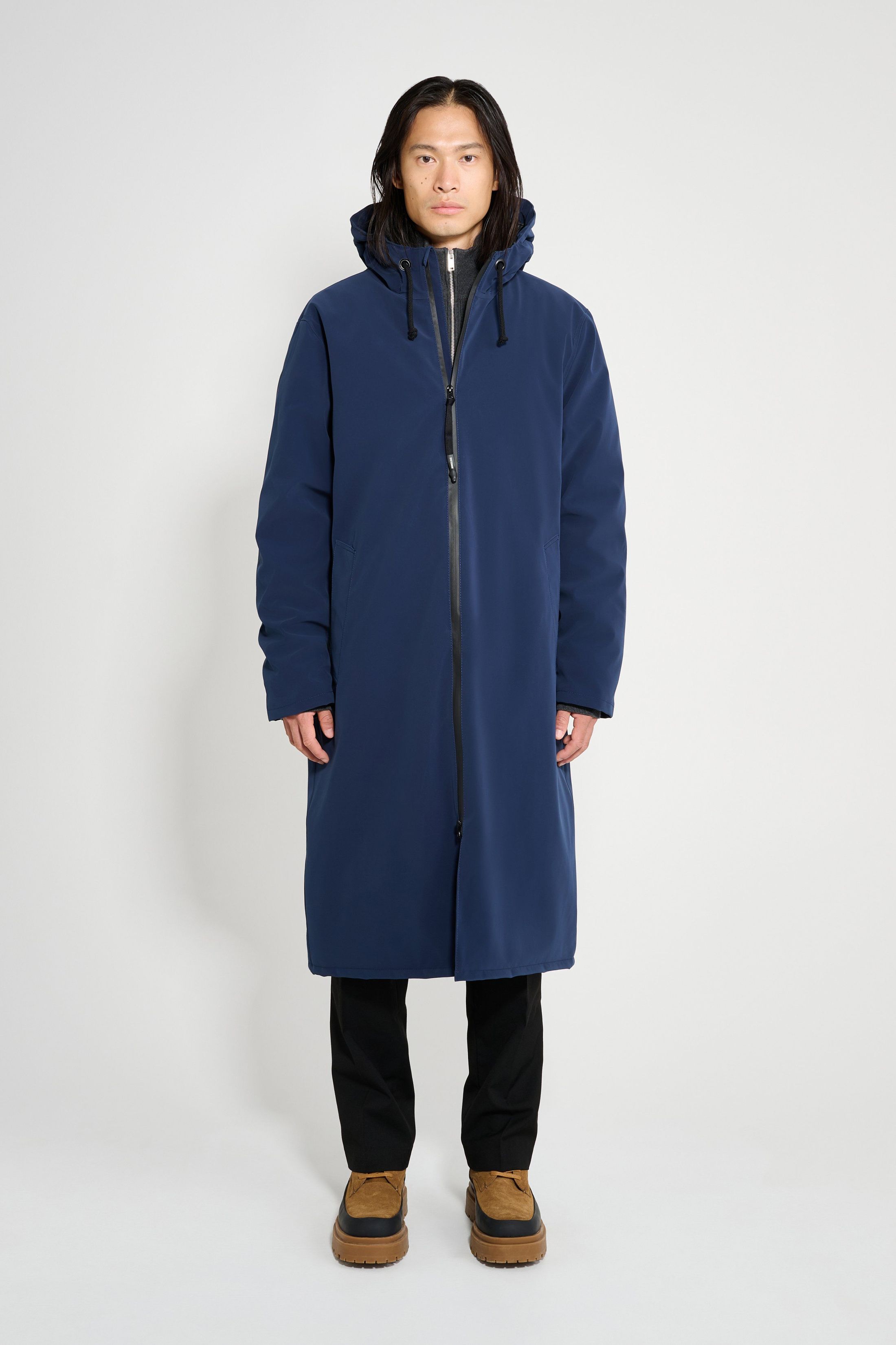 stutterheim stockholm long matte winter coat navy men jackets winter-coats