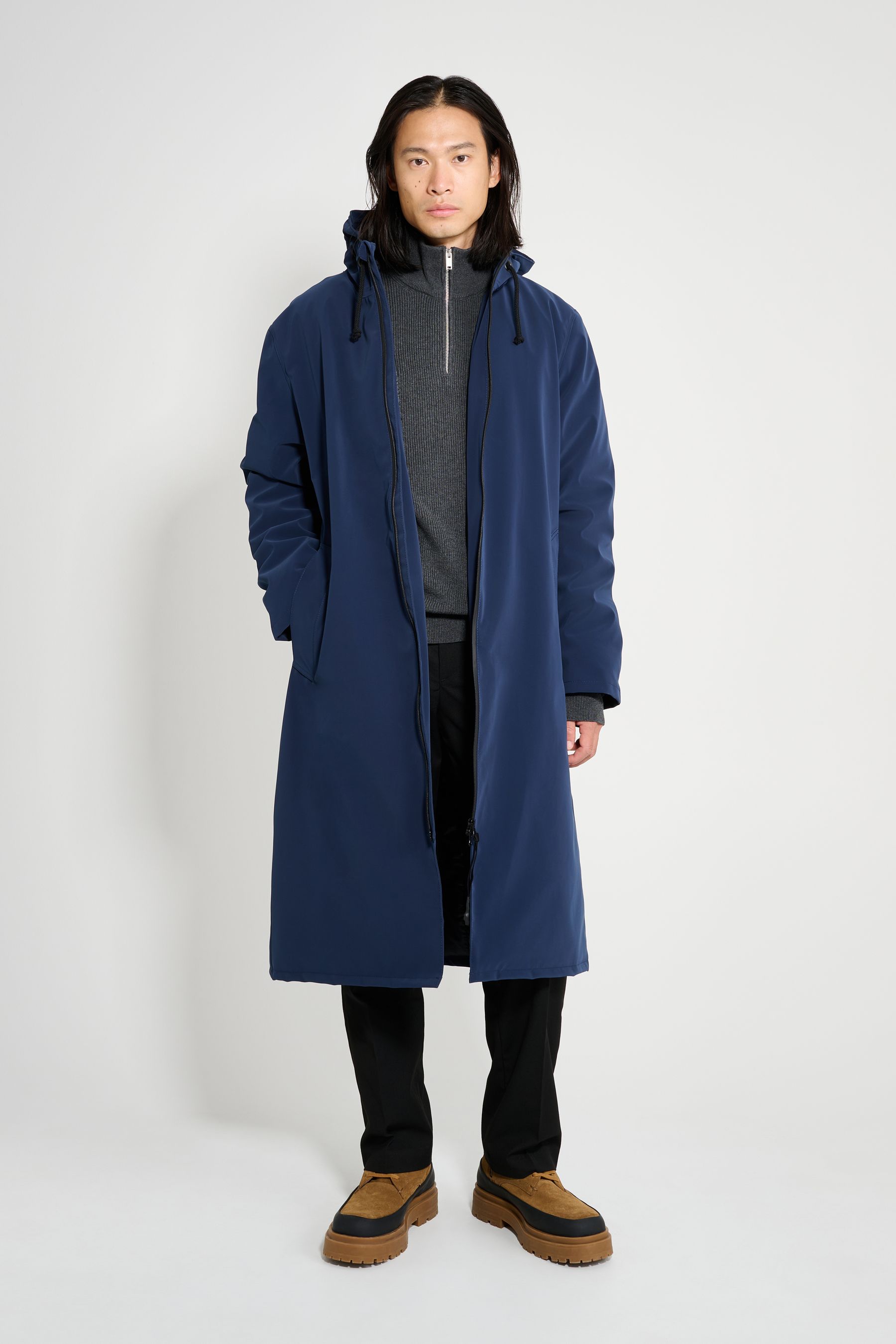 stutterheim stockholm long matte winter coat navy men jackets winter-coats