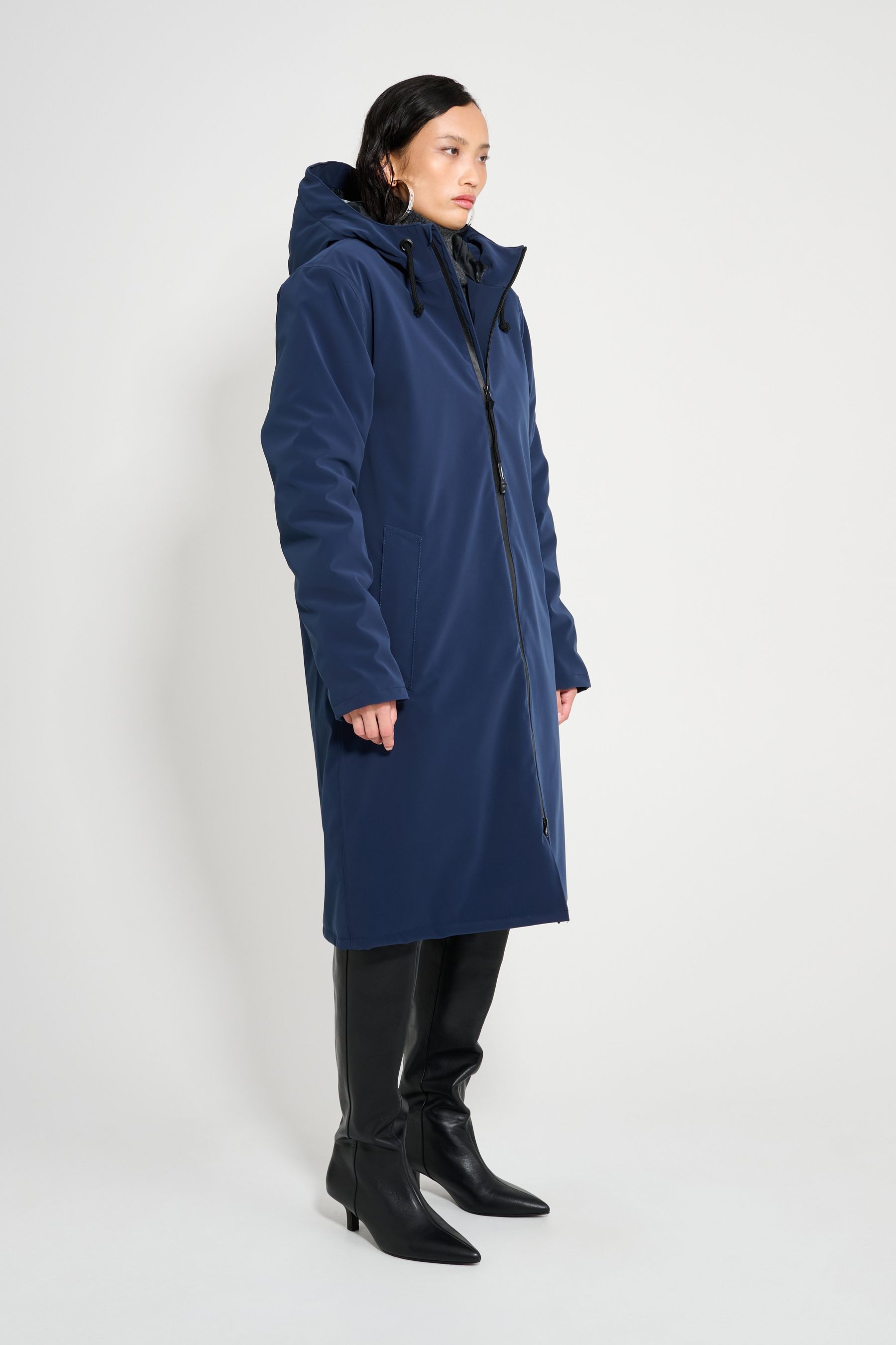 stutterheim stockholm long matte winter coat navy women jackets winter-coats
