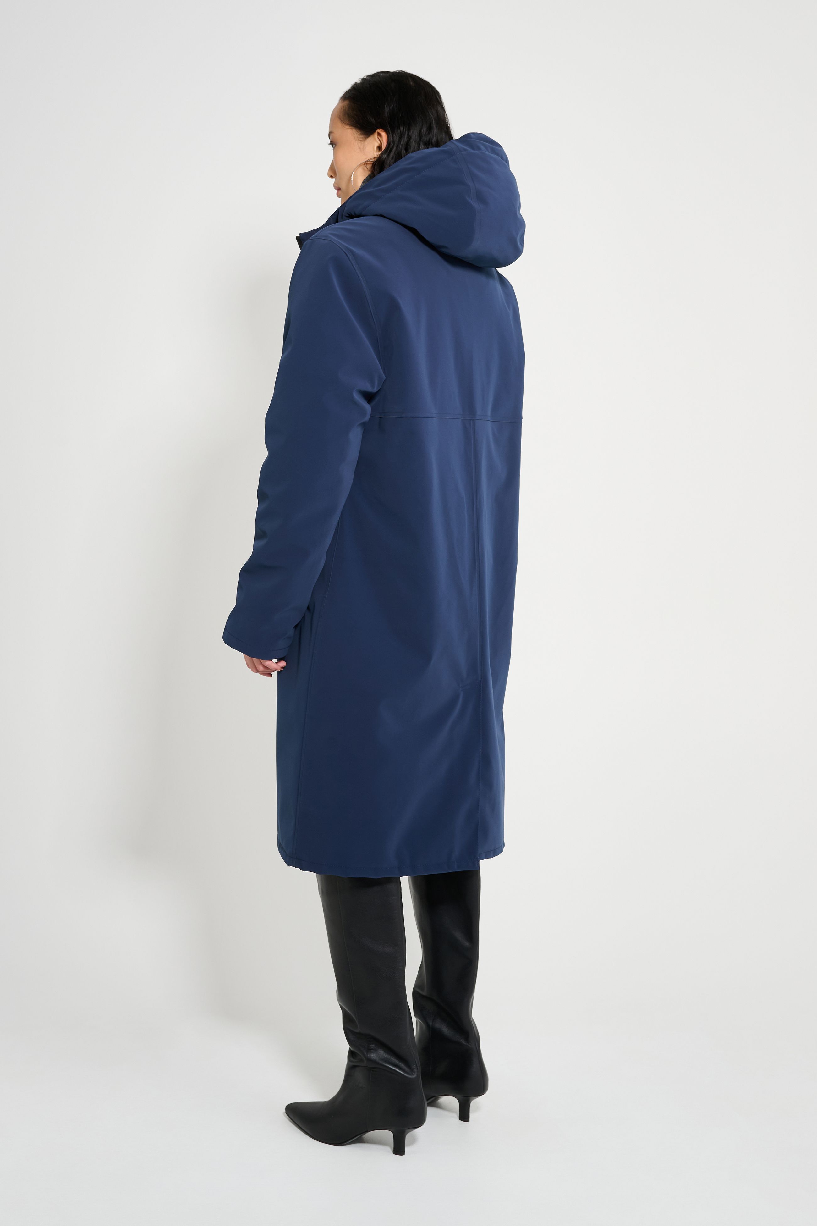 Stutterheim Stockholm Long Matte Winter Coat In Blue