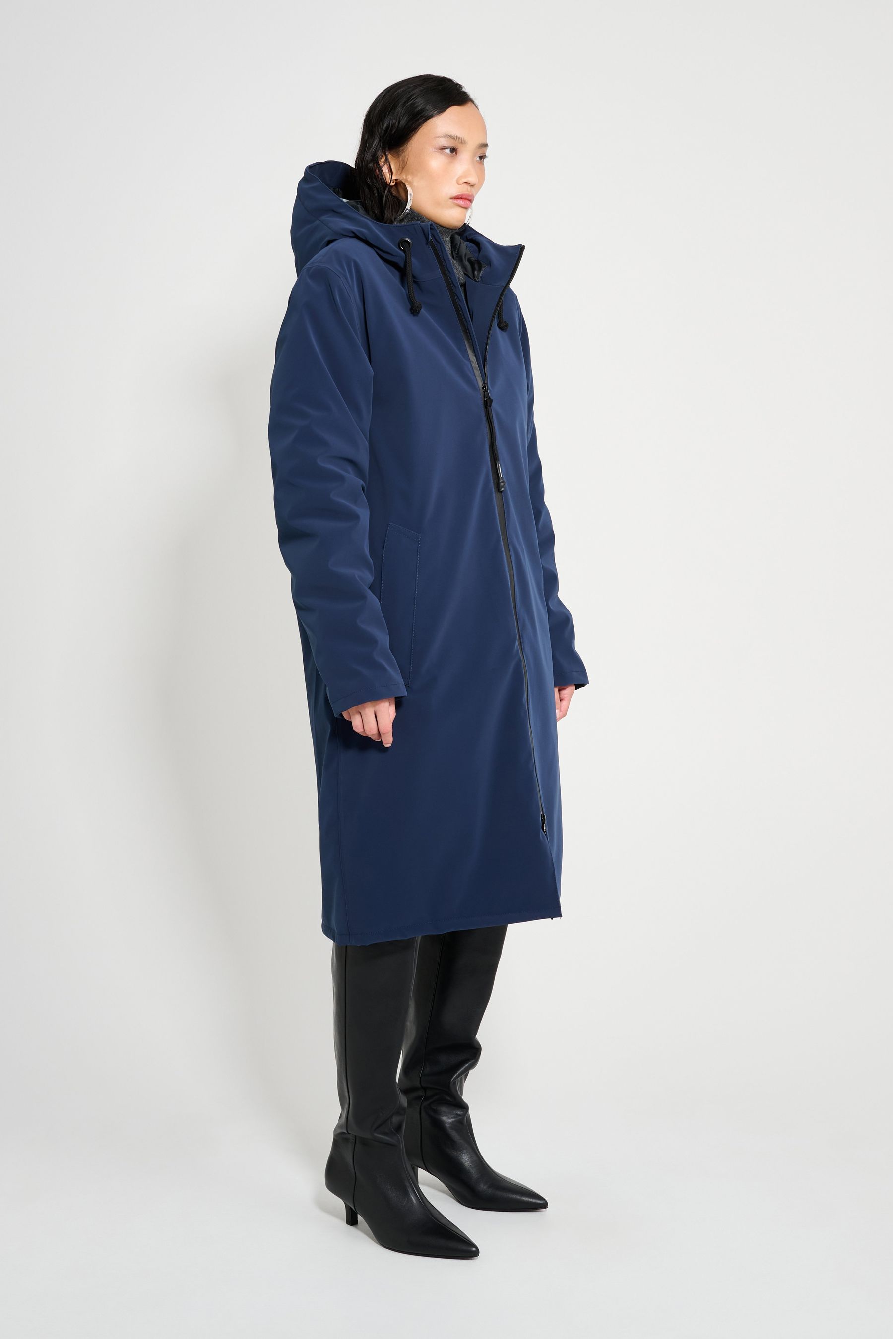 stutterheim stockholm long matte winter coat navy women jackets winter-coats