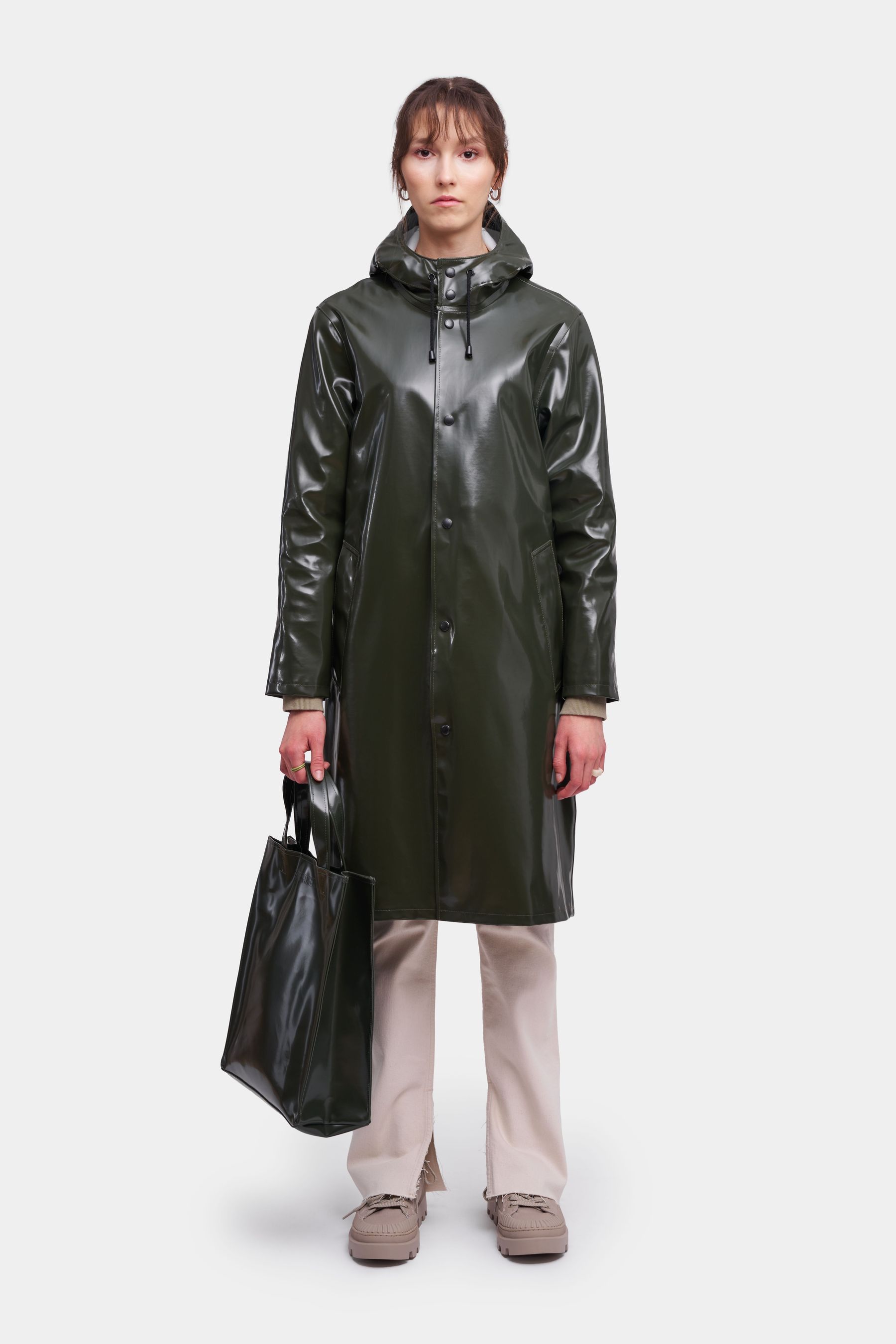 stutterheim stockholm long opal raincoat green men jackets raincoats