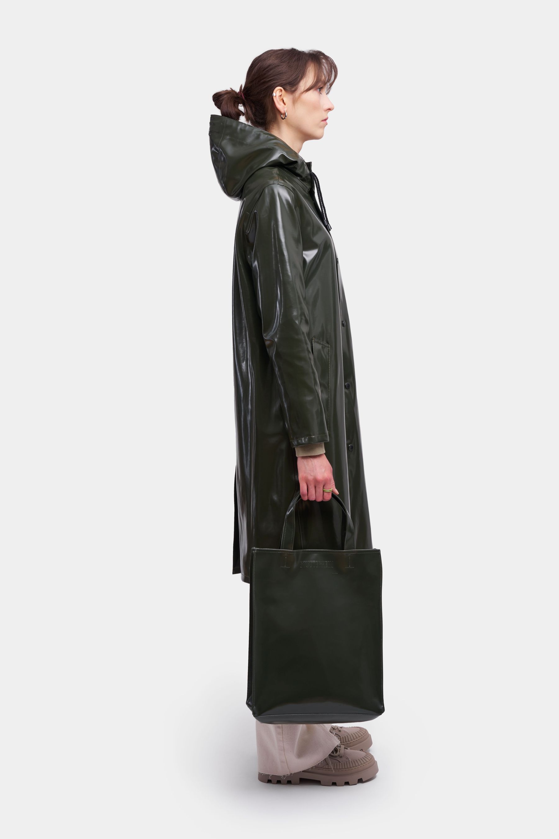 stutterheim stockholm long opal raincoat green men jackets raincoats