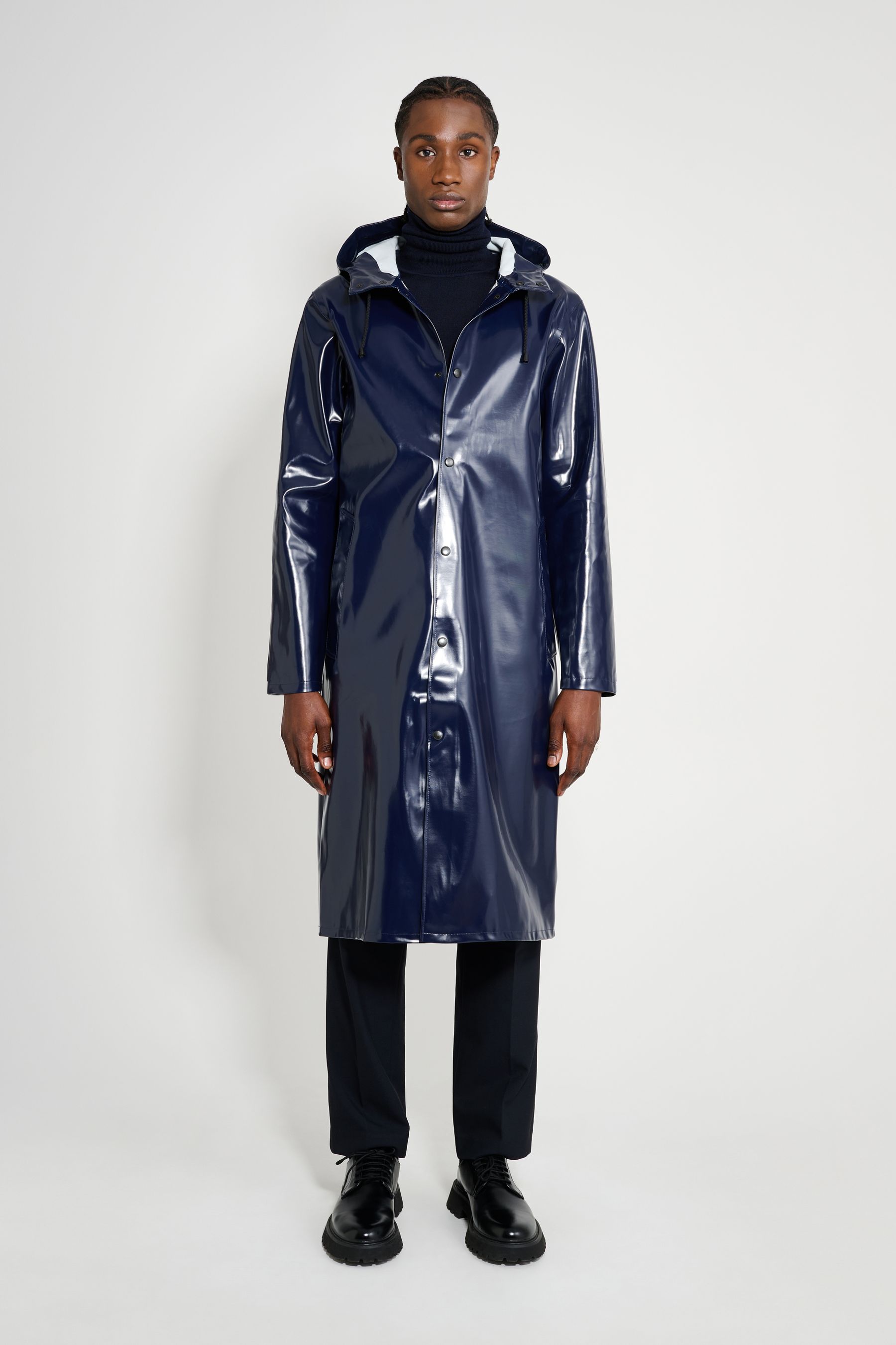 stutterheim stockholm long opal raincoat navy men jackets raincoats