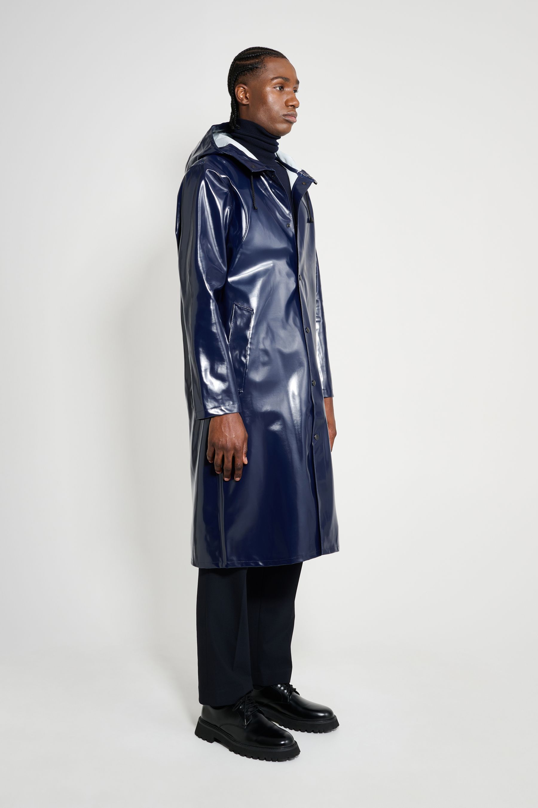 stutterheim stockholm long opal raincoat navy men jackets raincoats