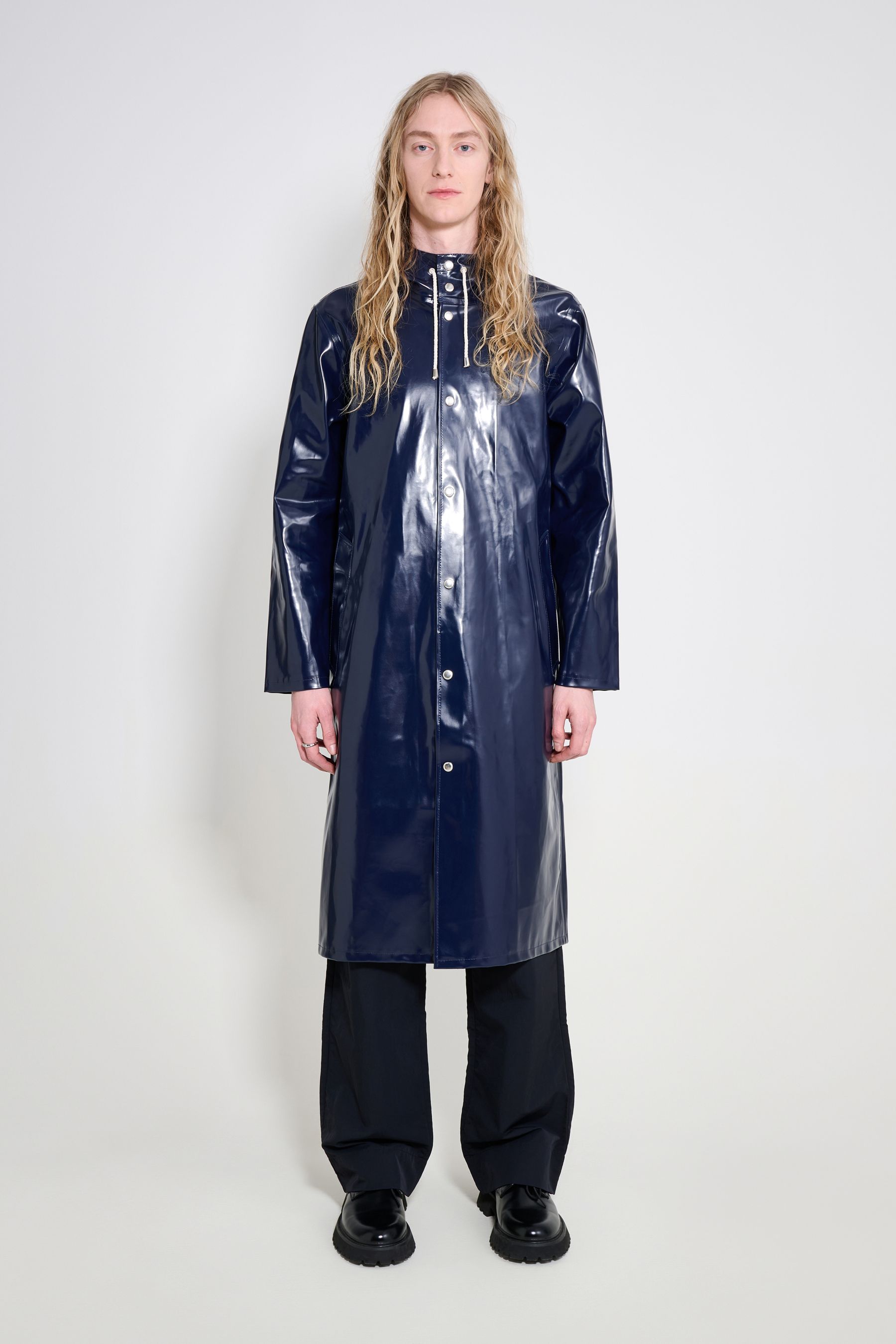 stutterheim stockholm long opal raincoat navy men jackets raincoats