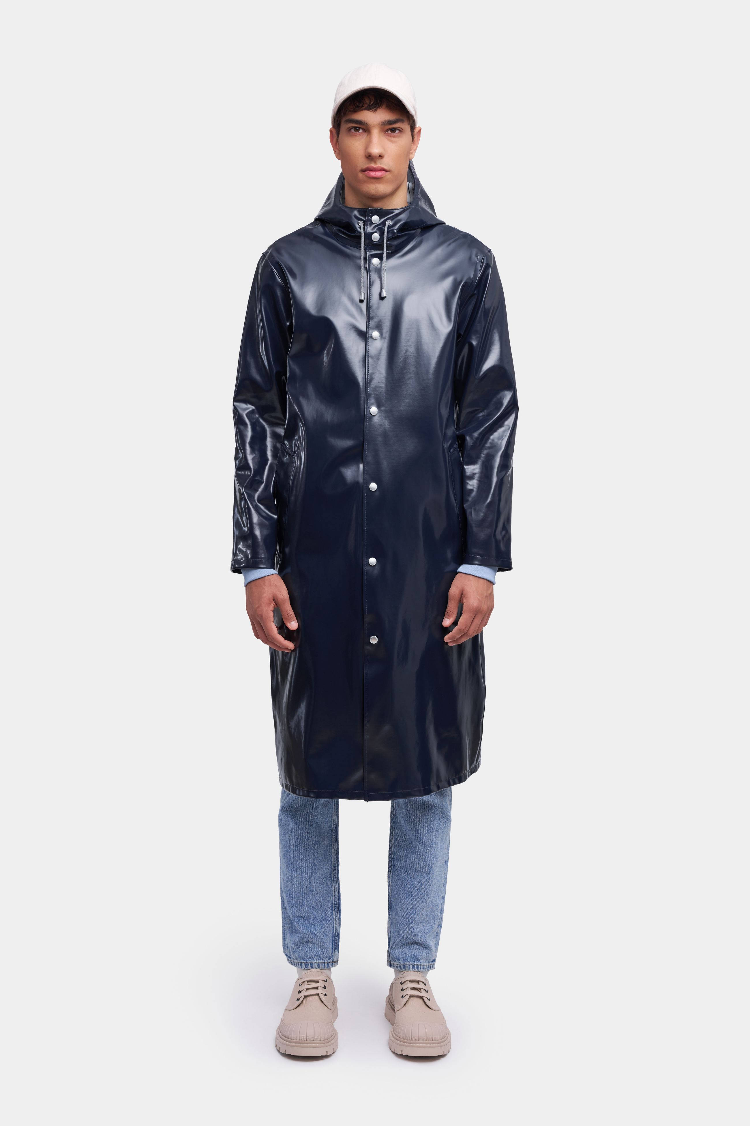stutterheim stockholm long opal raincoat navy men jackets raincoats