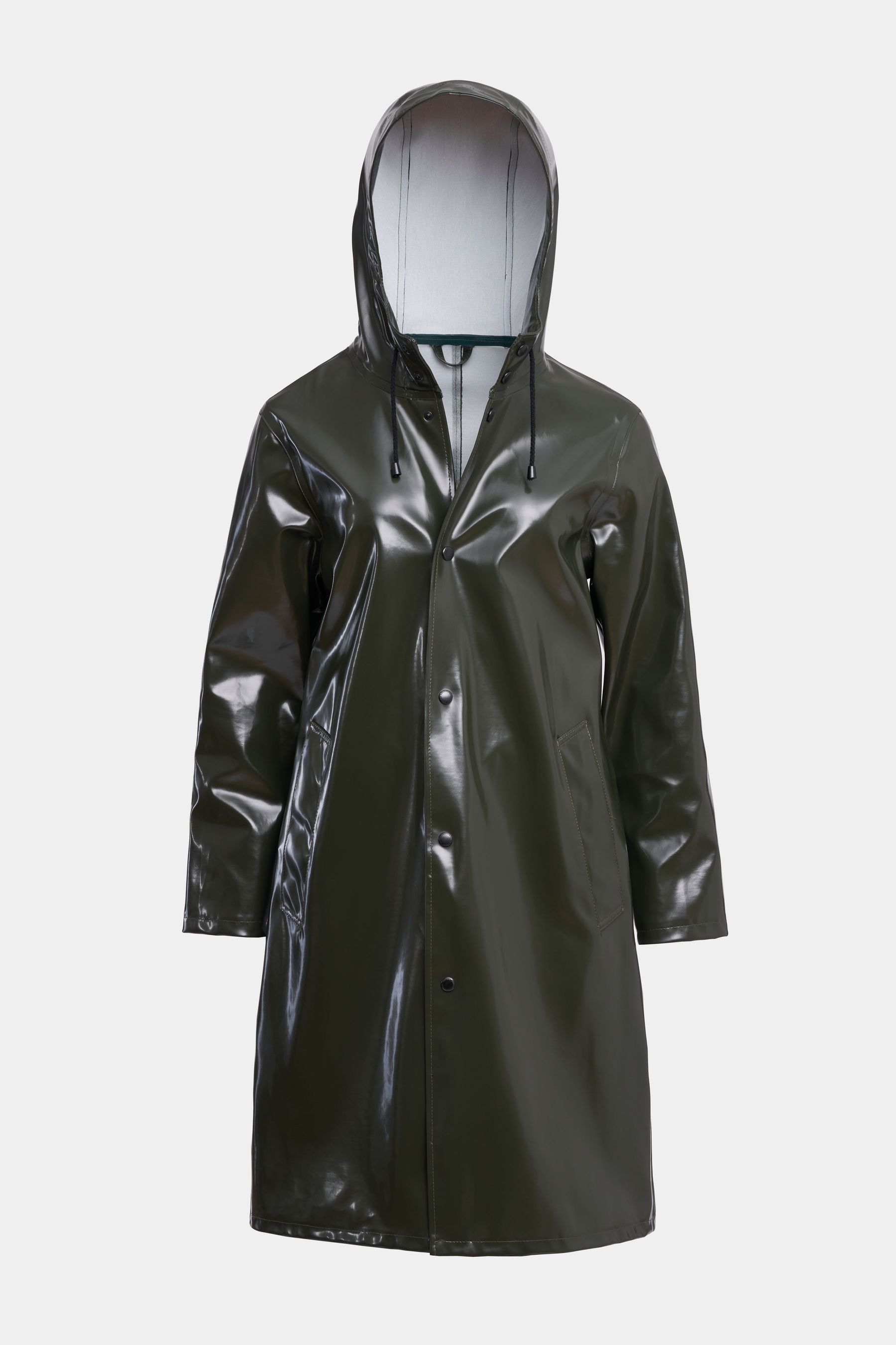 stutterheim stockholm long opal raincoat green women jackets raincoats