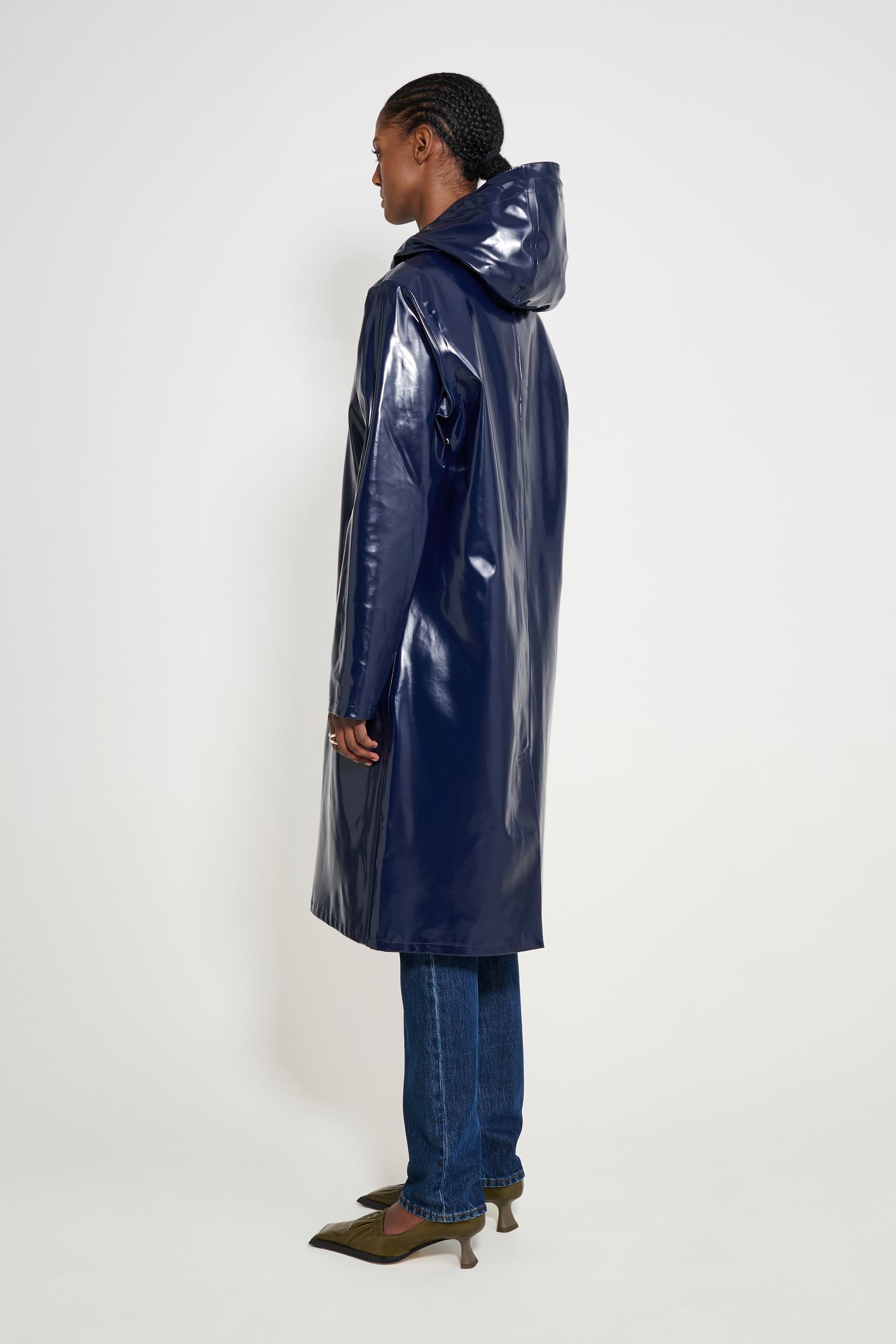 stutterheim stockholm long opal raincoat navy women jackets raincoats