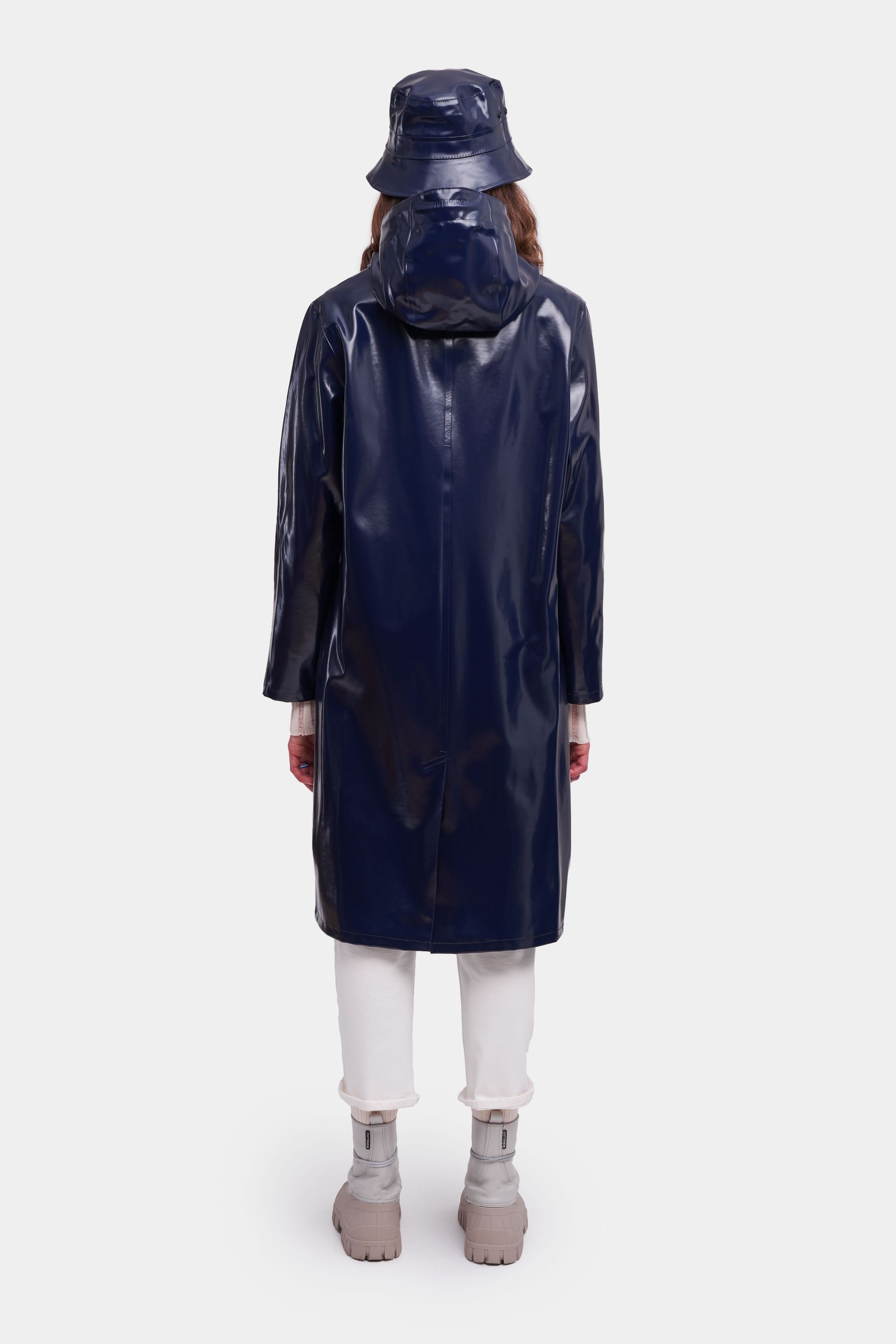 stutterheim stockholm long opal raincoat navy women jackets raincoats
