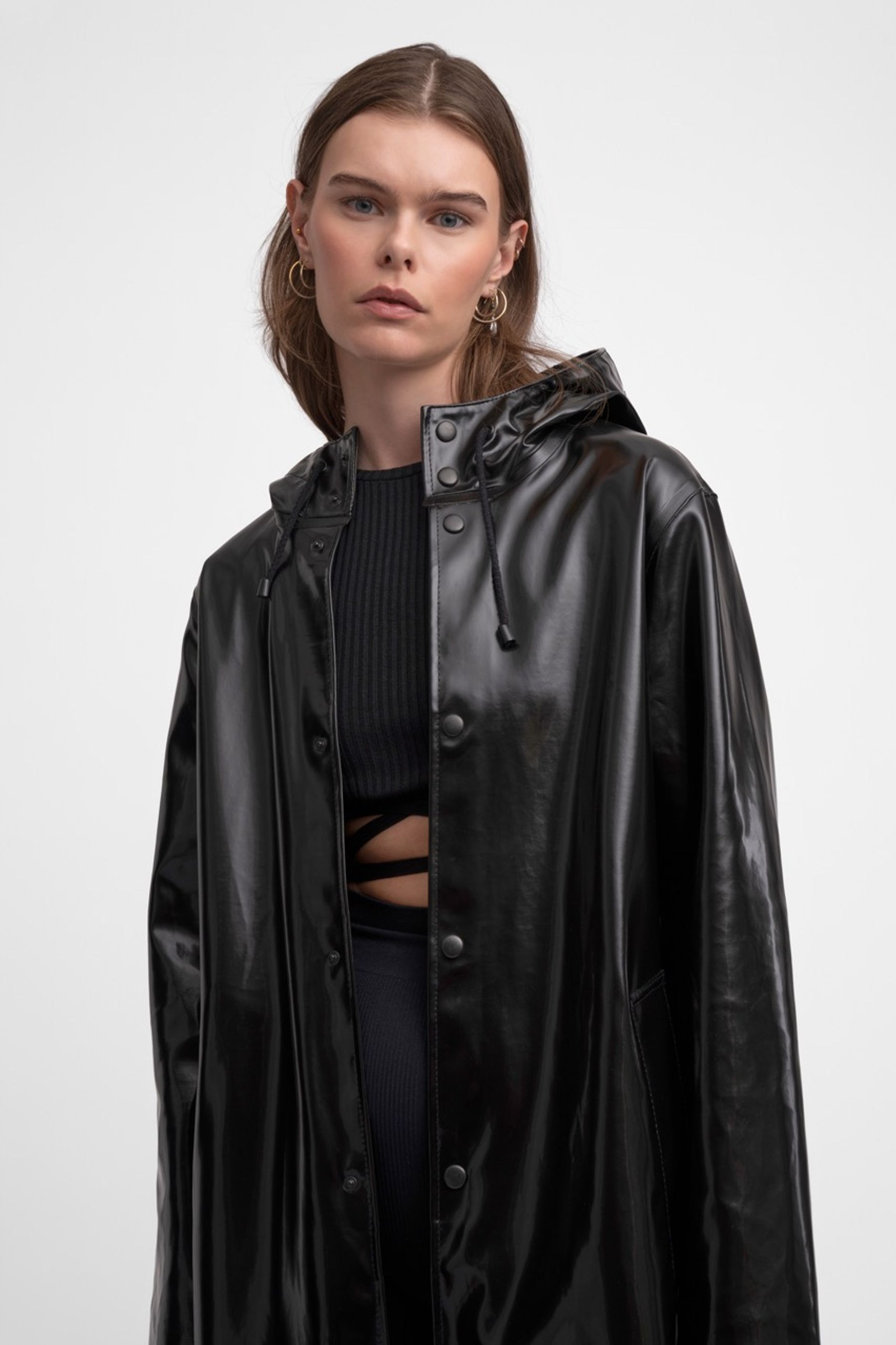 stutterheim stockholm long opal raincoat black women jackets raincoats