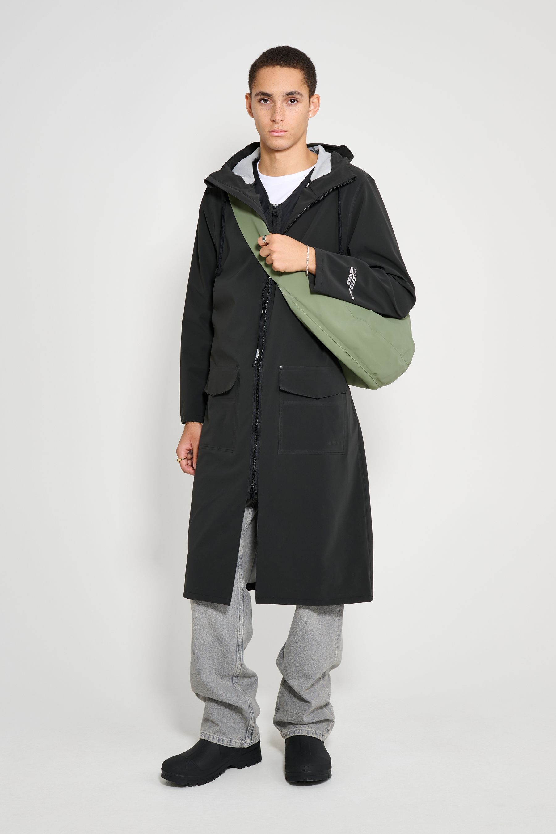 stutterheim stockholm long patch black men jackets long-raincoats