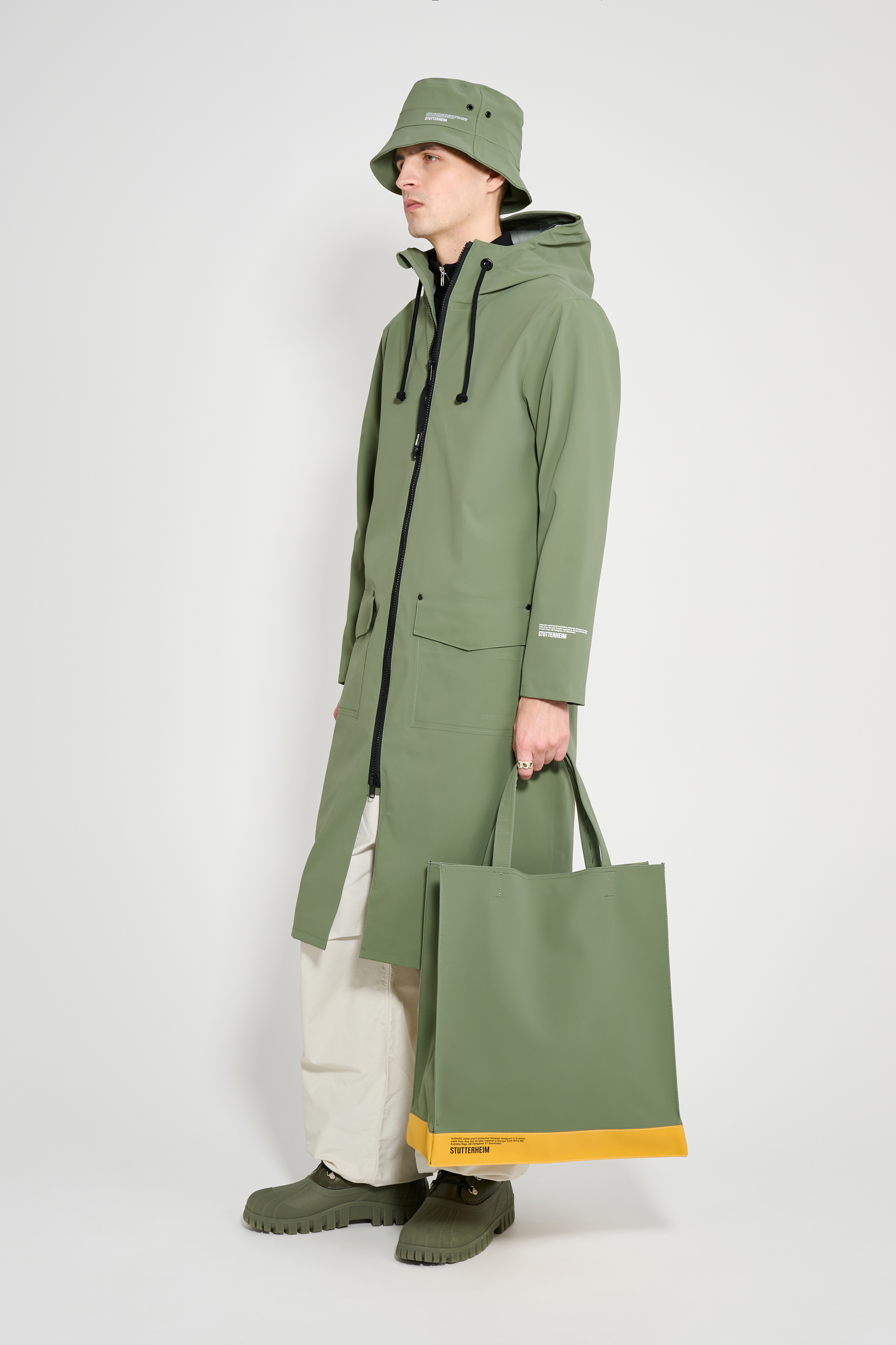 Stockholm Long Patch Raincoat Dry Green | STUTTERHEIM US
