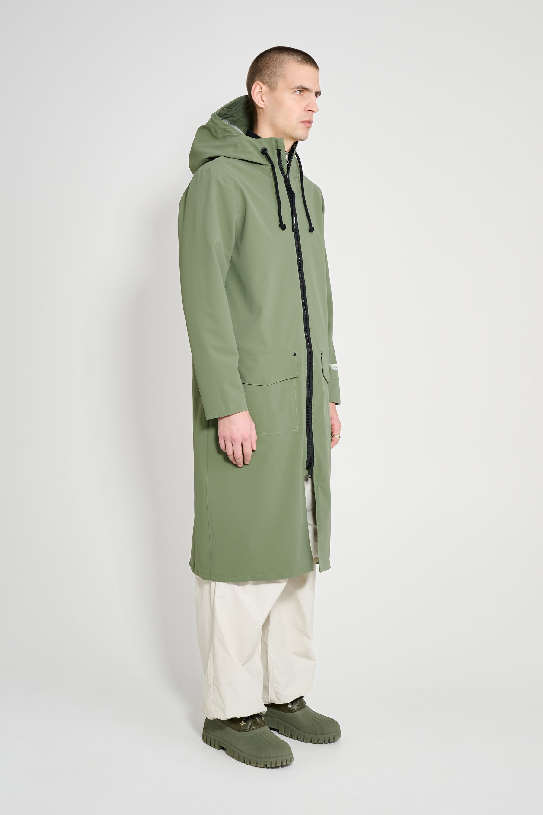 stutterheim stockholm long patch dry green men jackets long-raincoats