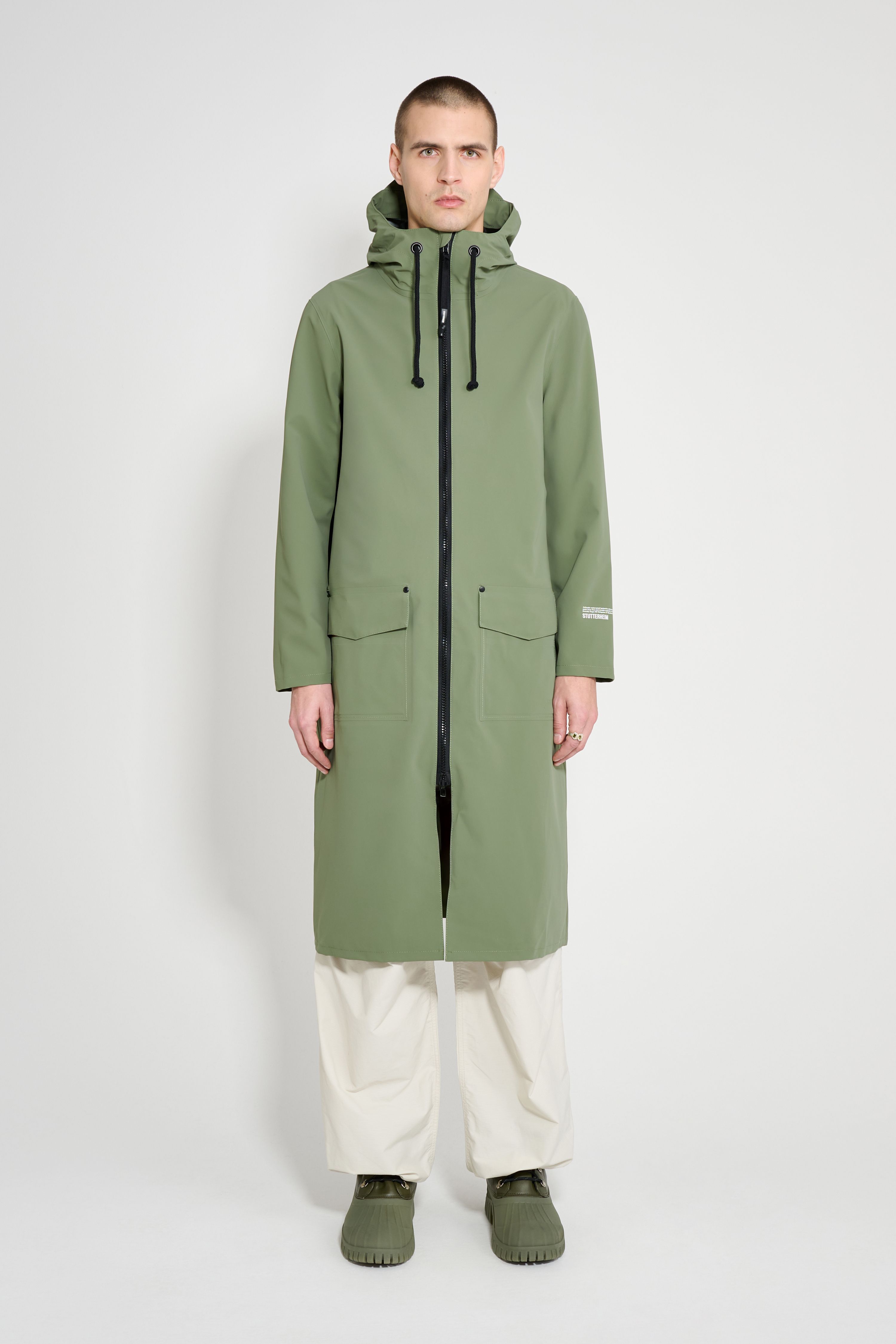 Stockholm Long Patch Raincoat Dry Green | STUTTERHEIM US