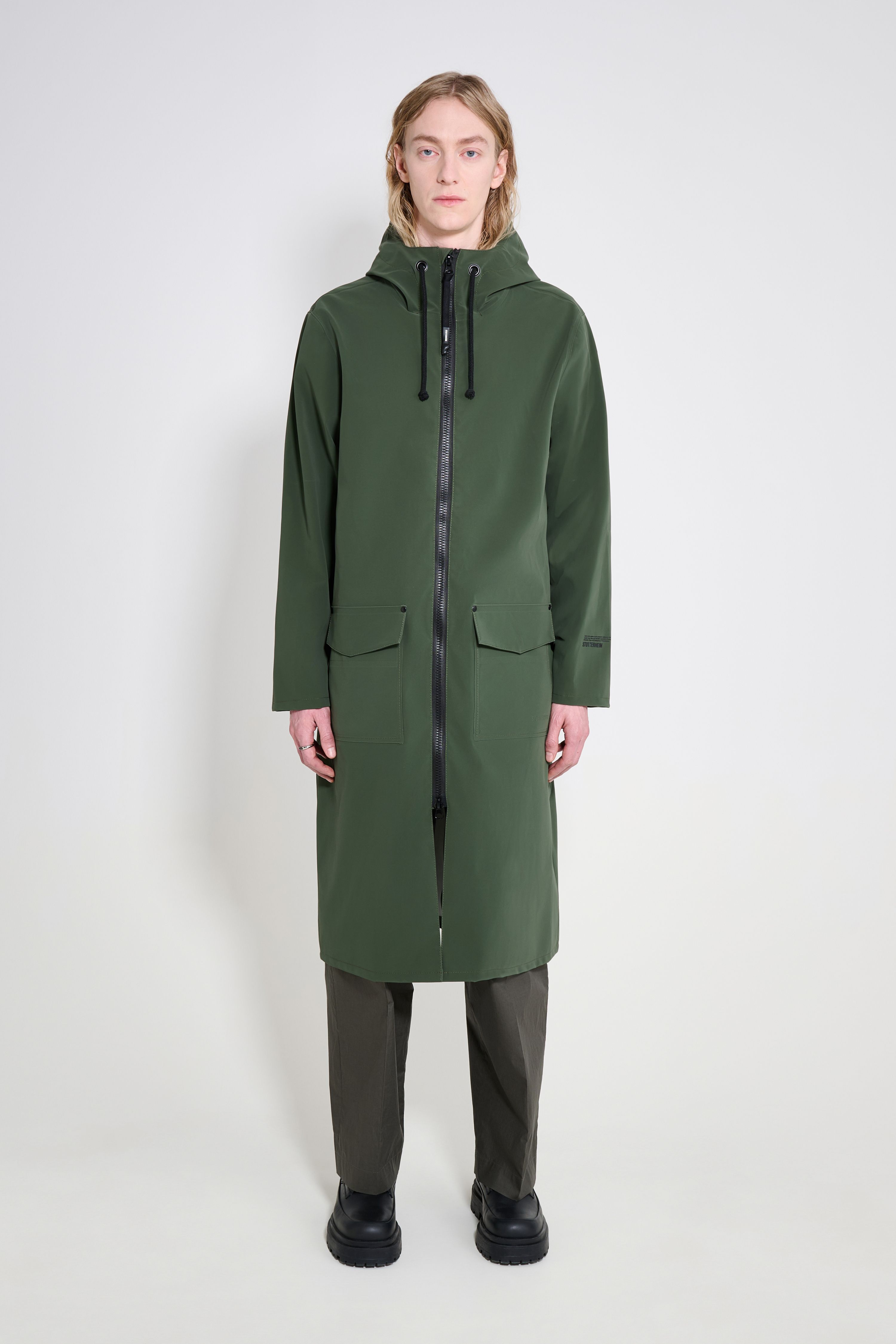 Stockholm Long Patch Raincoat Green | STUTTERHEIM US